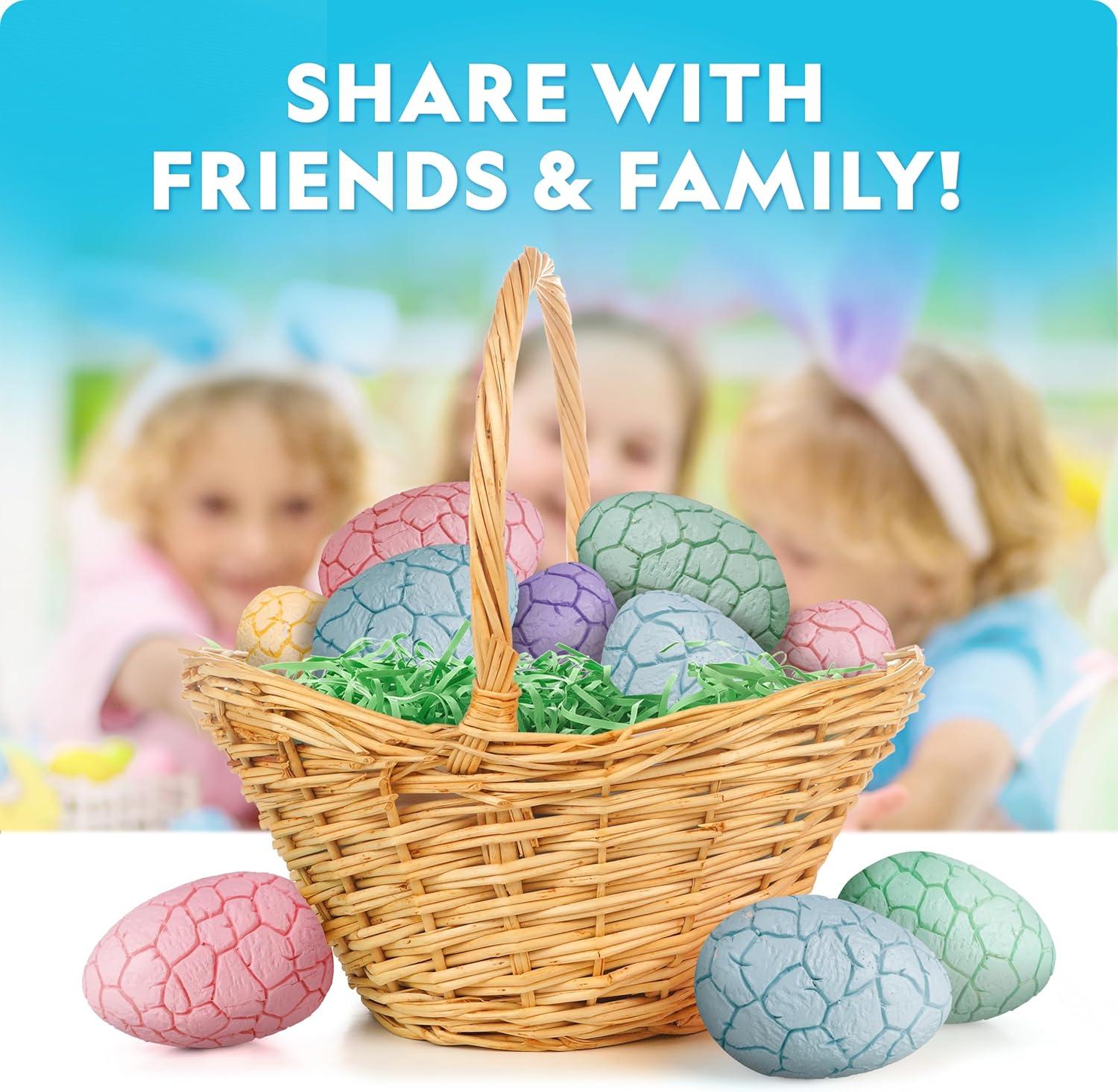 Blue Marble Easter Eggscavation Dig Kit – 12 Easter Egg Dig Bricks with Real Gemstones & Glow in The Dark Dinosaur Figures, Includes Dig Tools, Egg Hunt or Dig Party Activity, Easter Basket Stuffers