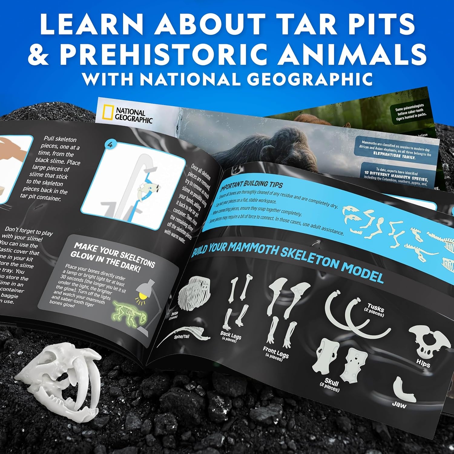 National Geographic Slime Kit for Kids Ages 6-12, Glow in the Dark Dig Kit