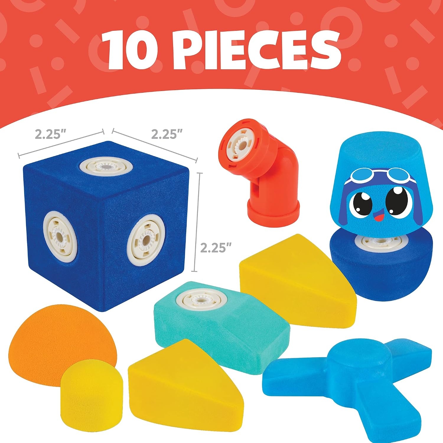 Blockaroo Magnetic Foam Building Blocks – 10-Piece Tug Boat, Bath Toys for Toddlers, Preschool Toys, Bathtub Toys, Sensory Toys, Blocks for Toddlers 3-5, Engineering Toys for Kids 3-5, Bath Blocks(Airplane)