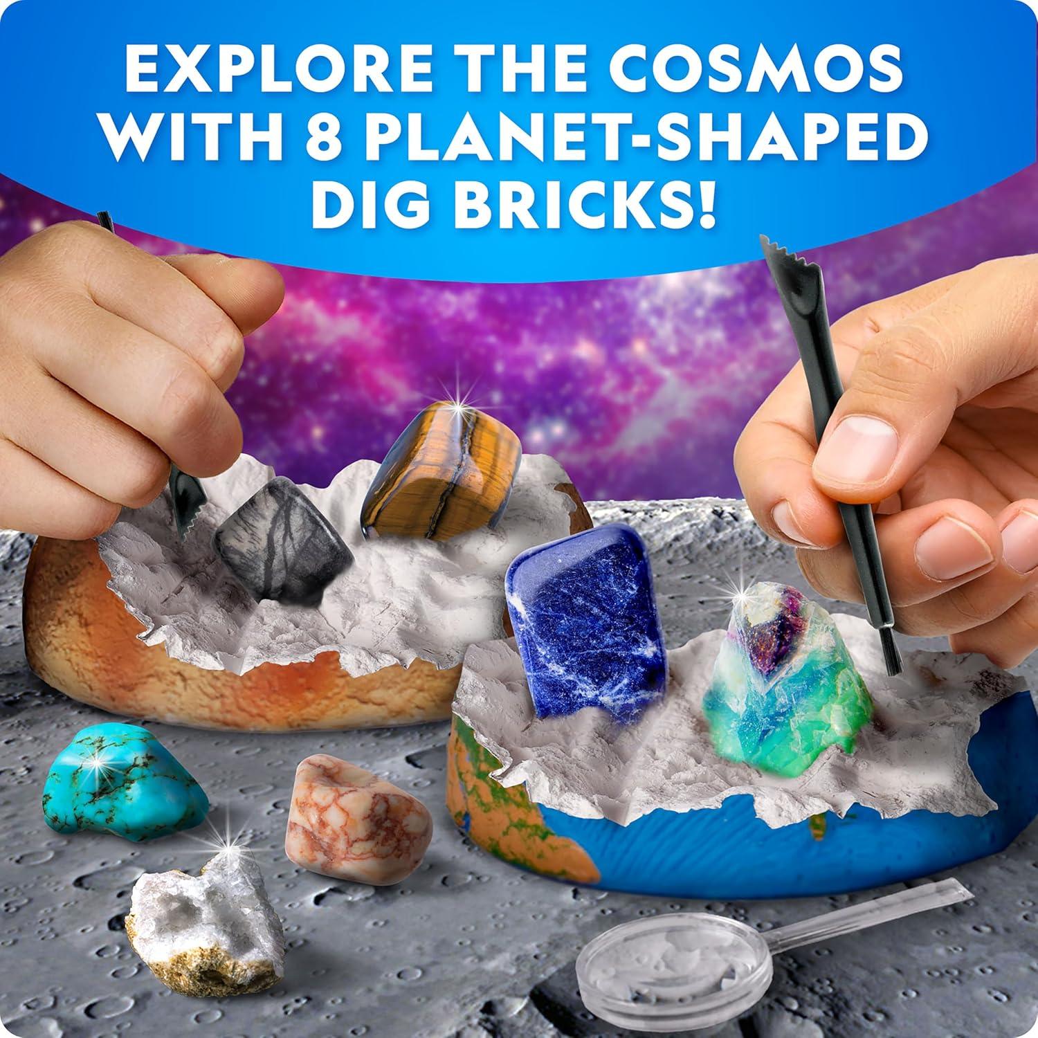 National Geographic Ultimate Space Gemstone Dig Kit – 8 Planet-Shaped Bricks with 16 Real Rock & Gemstone Specimens, Gems for Kids, Excavation Digging Activity, Gem Mining Kit(8 Planet-shaped Dig Bricks)