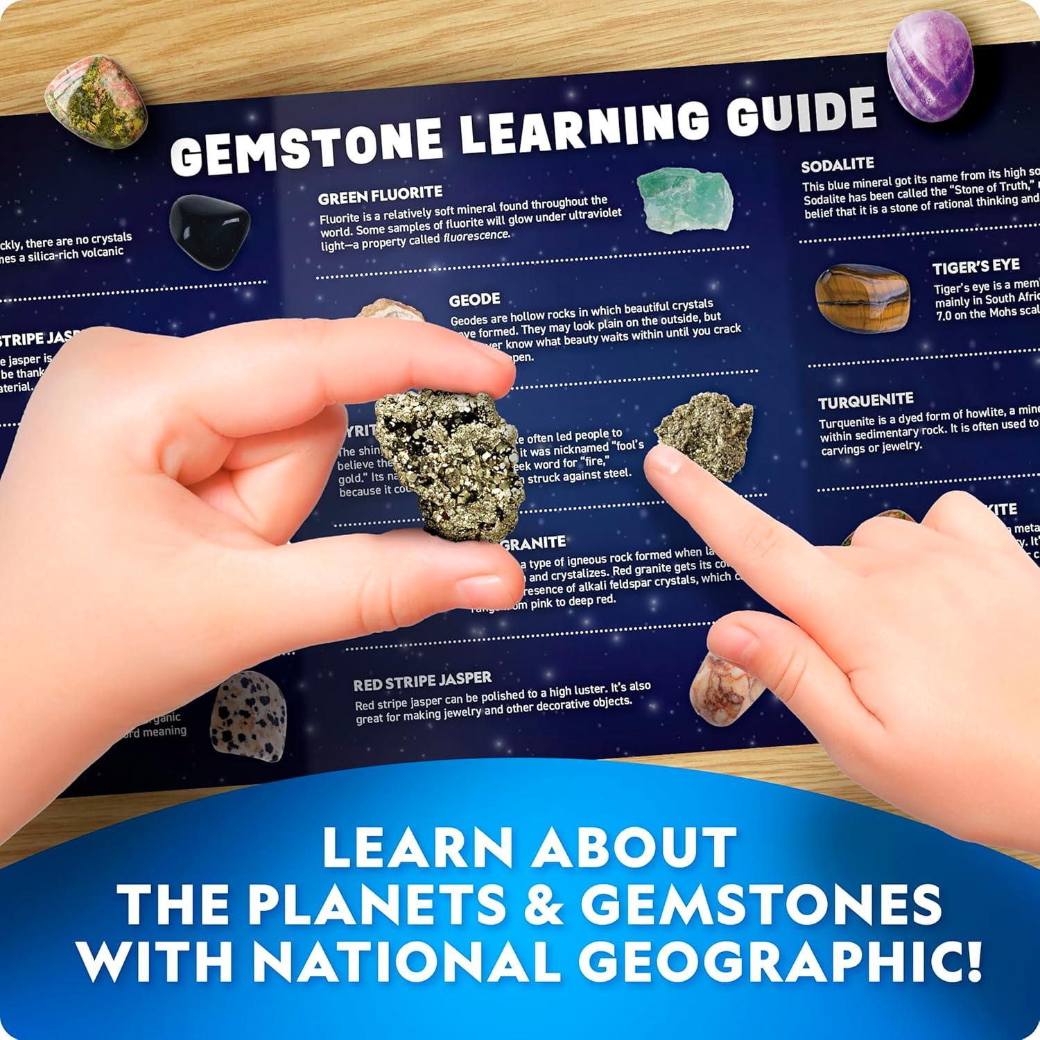 National Geographic Ultimate Space Gemstone Dig Kit – 8 Planet-Shaped Bricks with 16 Real Rock & Gemstone Specimens, Gems for Kids, Excavation Digging Activity, Gem Mining Kit(8 Planet-shaped Dig Bricks)