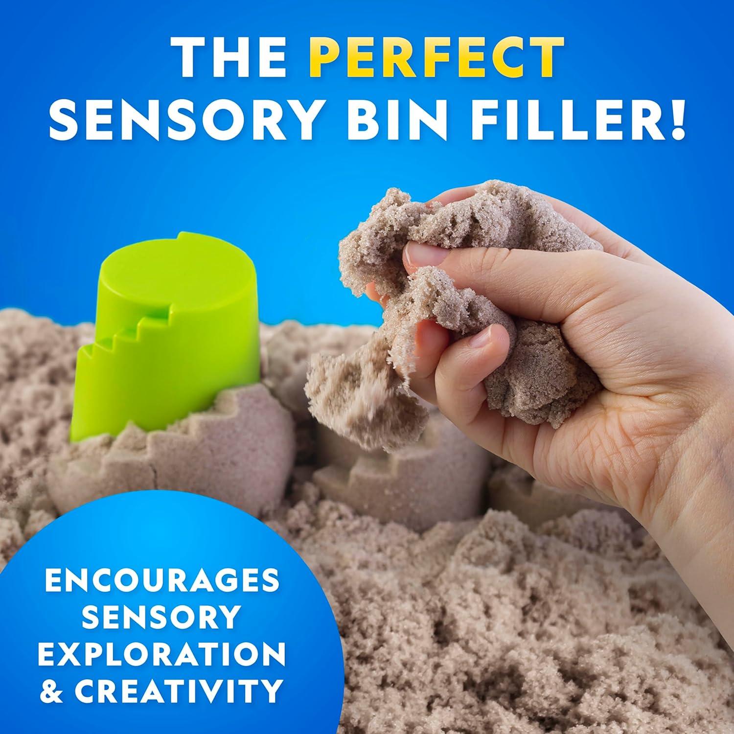 National Geographic Moon Sand – 24 Lb. Bulk Play Sand Kit with 6 Castle Molds (Blue) – A Fun No Mess Sensory Activity, Kids Fake Sand Play Set, Sensory Bin Filler(12 LB Natural)