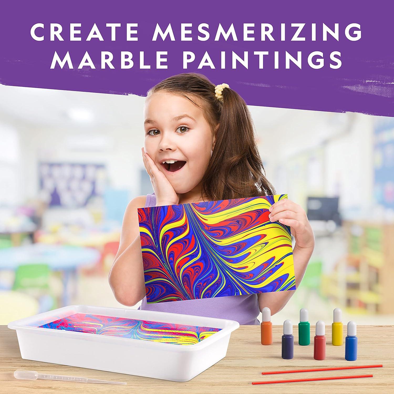 NATIONAL GEOGRAPHIC Marbling Paint Kit for Kids – Create 12 Sheets of Marble Art with Paints & Water, Painting Arts and Crafts Kit (Amazon Exclusive)(Clay  Mosaic & Paint Marbling Kits)