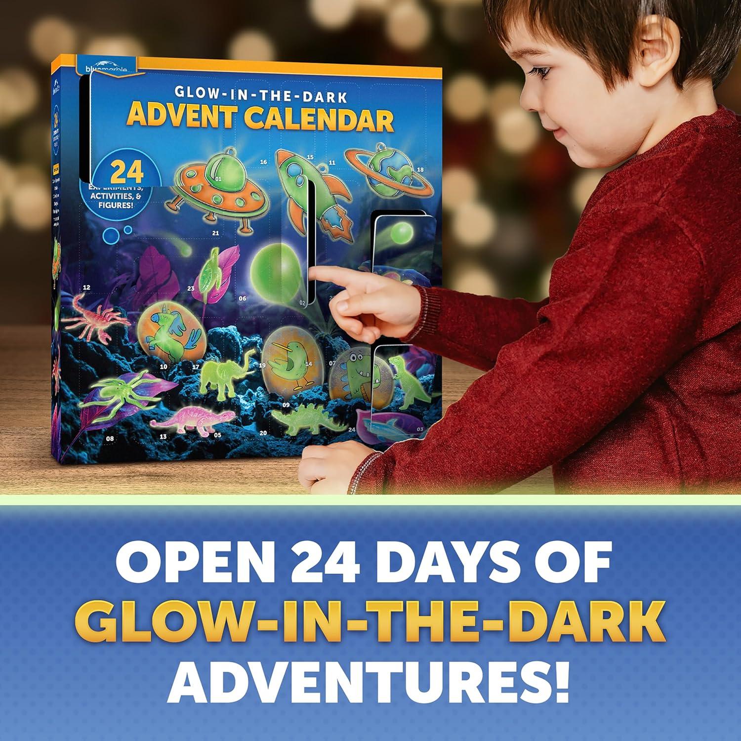 Blue Marble 2026 Glow In The Dark Advent Calendar – Countdown Calendar with 24 Science Activities, Experiments & Animal Figures | Fun & Educational Kids Advent Calendar(Glow-in-the-Dark Activities)