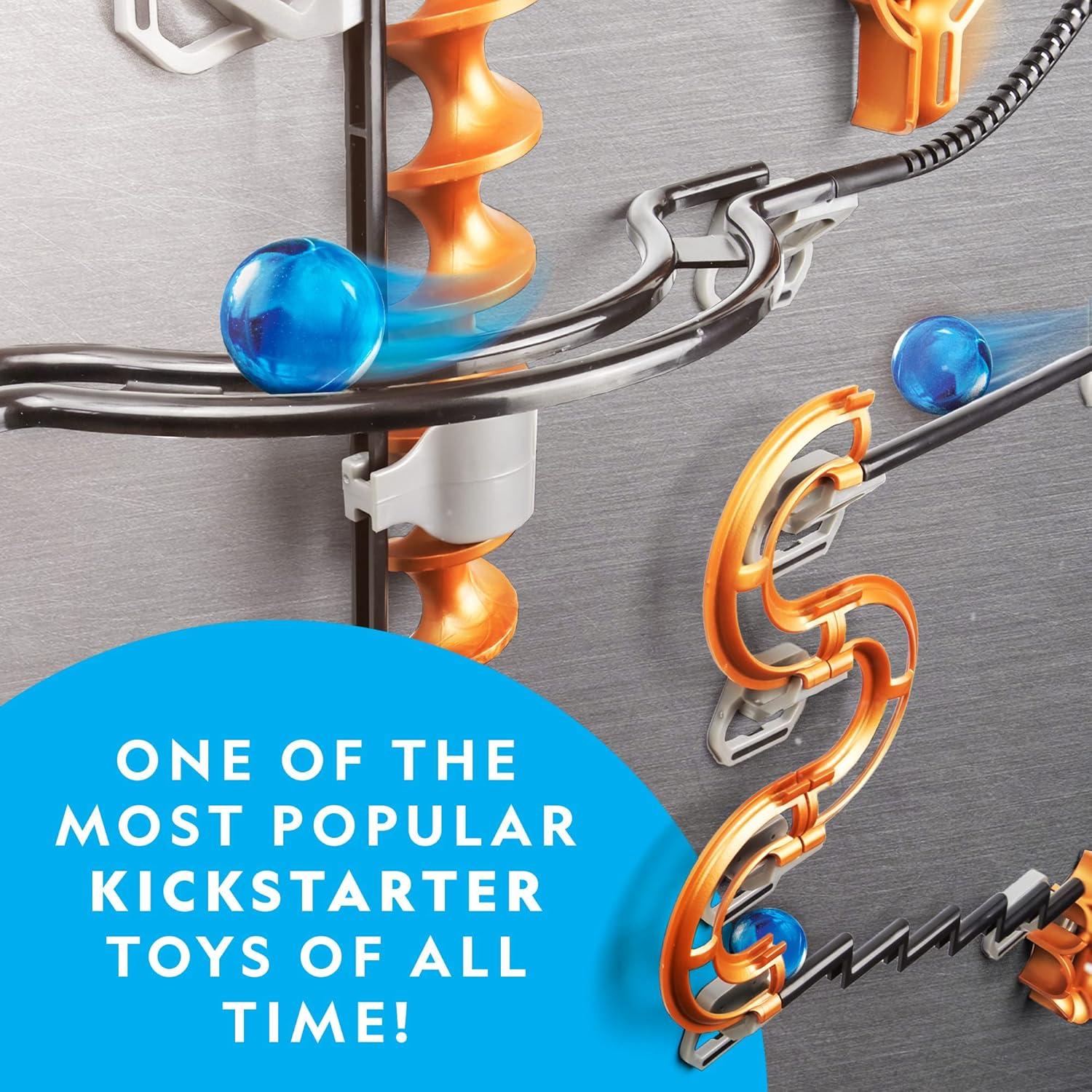 National Geographic Magnetic Marble Run – 75-Piece STEM Building Set for Kids & Adults with Magnetic Track & Trick Pieces & Marbles for Building A Marble Maze, STEM Project(150-Piece Set)