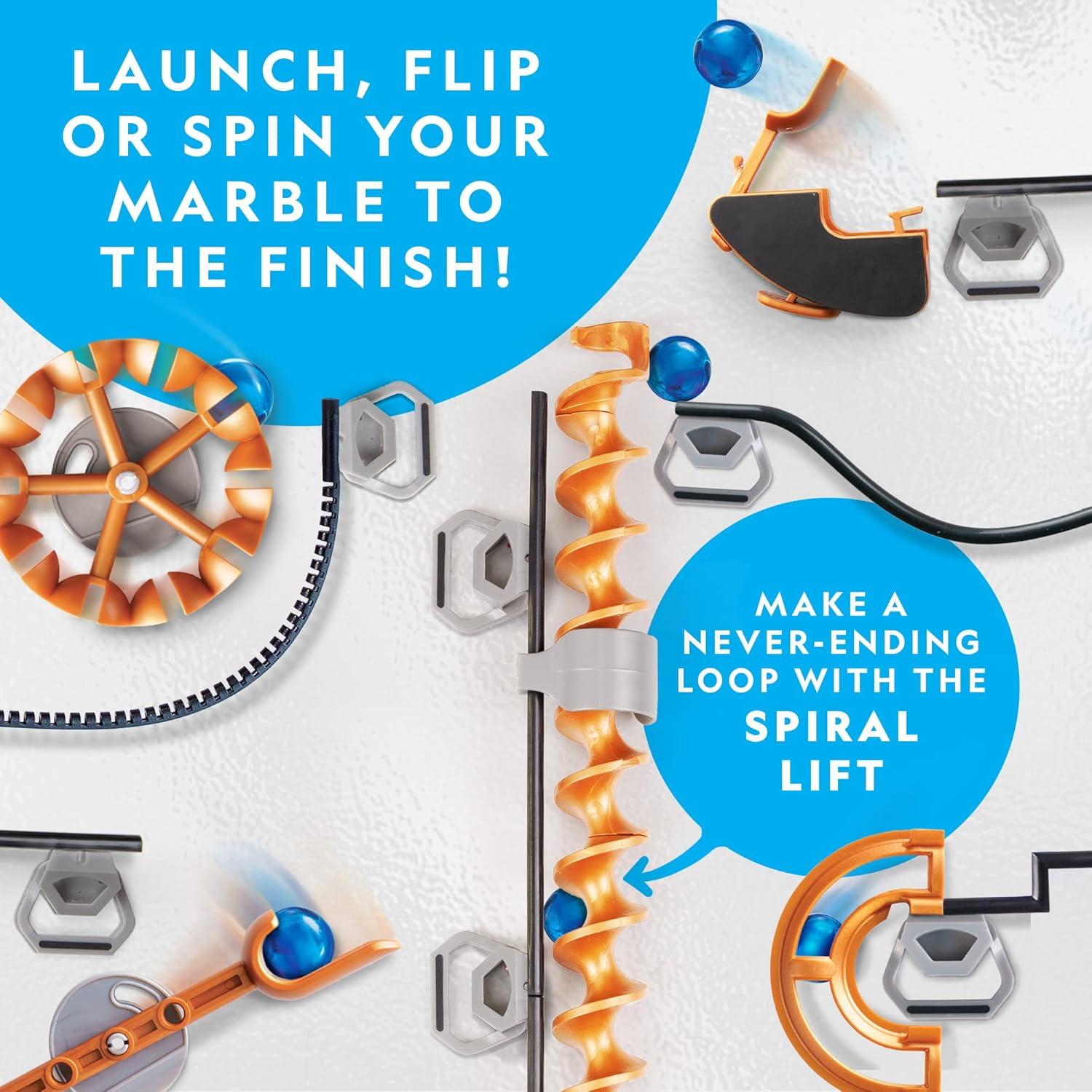 National Geographic Magnetic Marble Run – 75-Piece STEM Building Set for Kids & Adults with Magnetic Track & Trick Pieces & Marbles for Building A Marble Maze, STEM Project(150-Piece Set)