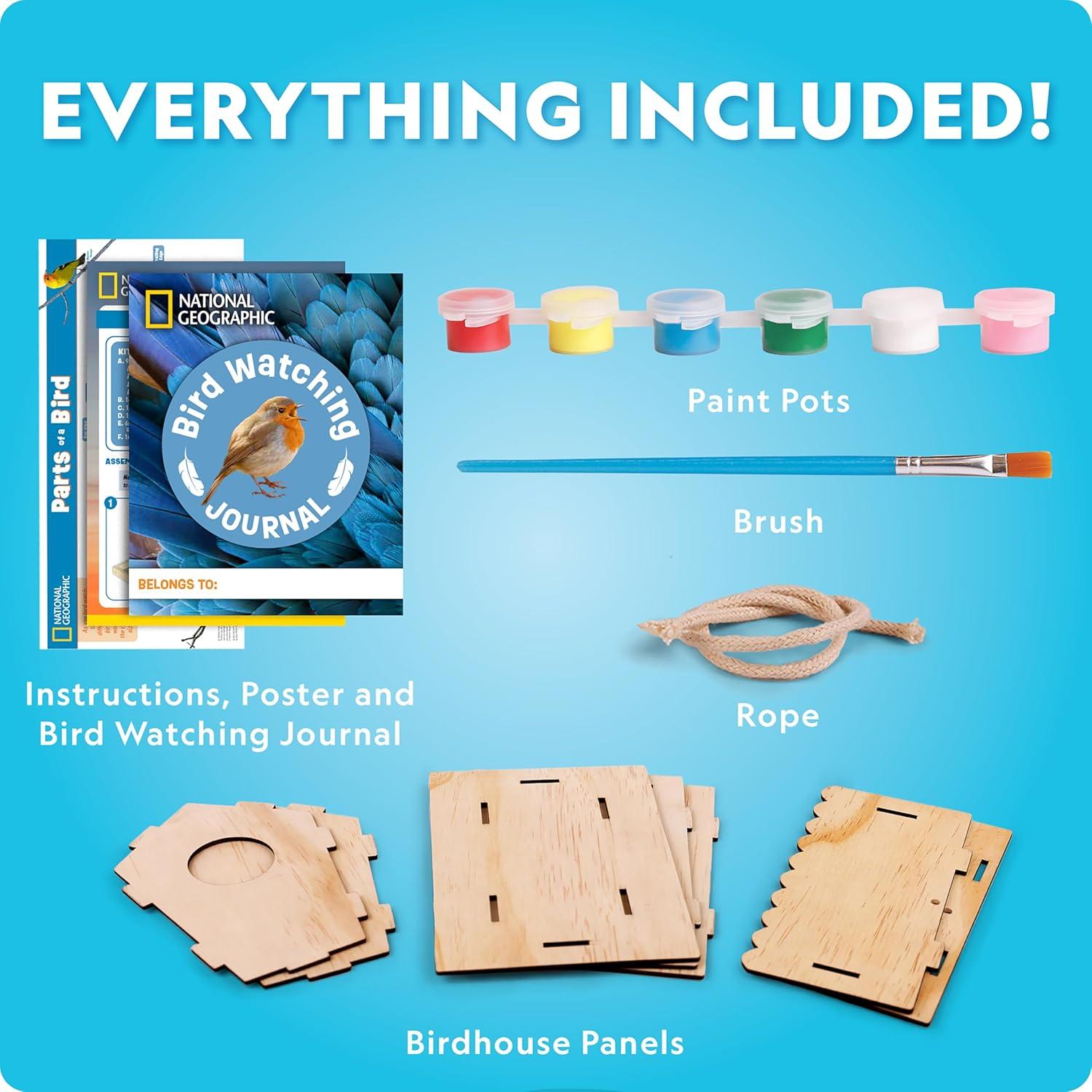 National Geographic Build a Bee Habitat Craft Kit for Kids – Paint & Build a House for Mason Bees, Outdoor Arts & Crafts, Nature Learning Activity, DIY Pollinator Garden Craft, Solitary Bee Hotel(DIY Birdhouse)