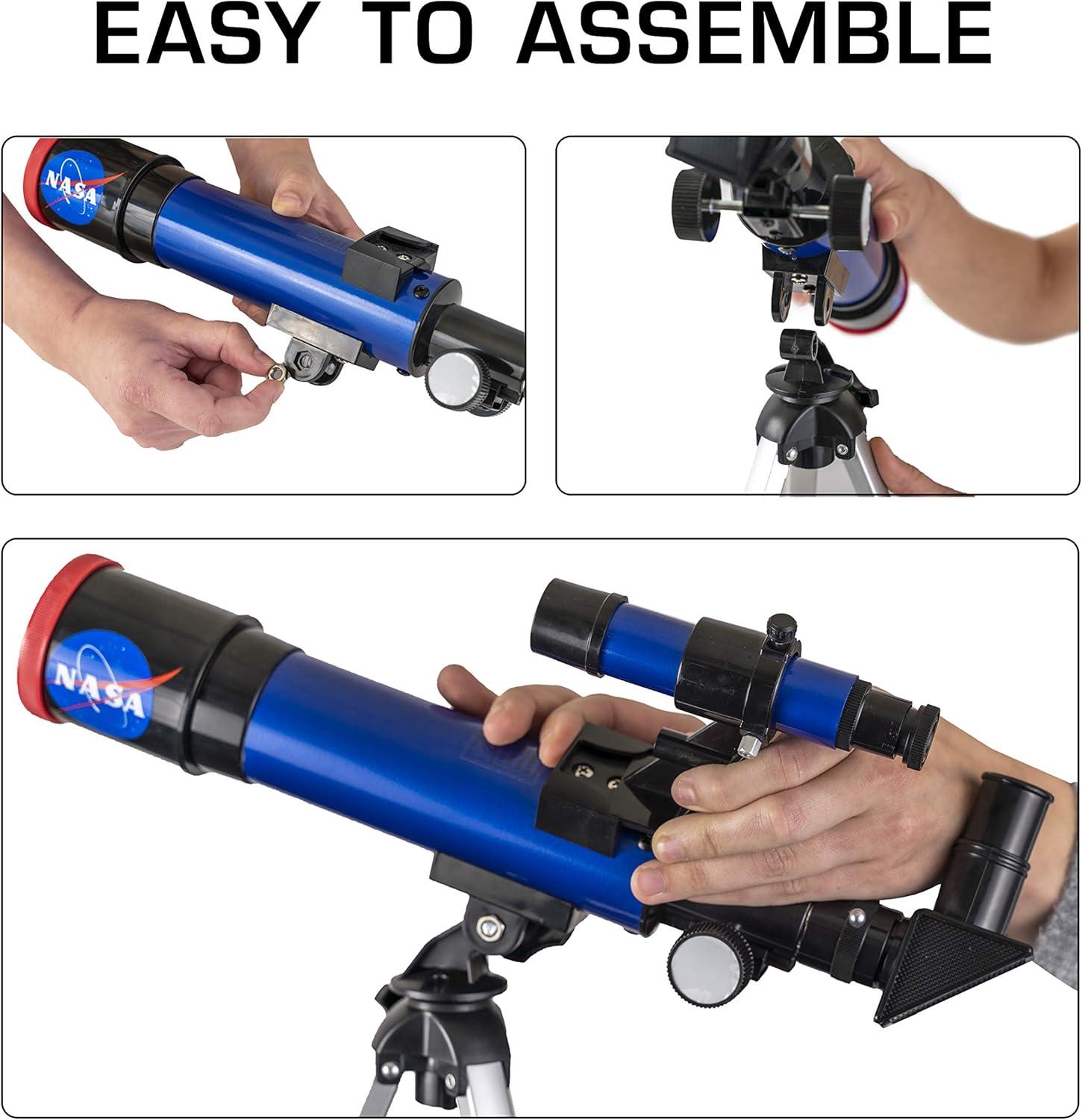 NASA Lunar Telescope for Kids – 90x Magnification, Includes Two Eyepieces, Tabletop Tripod, and Finder Scope- Kids Telescope for Astronomy Beginners, Space Toys, NASA Gifts (Amazon Exclusive)