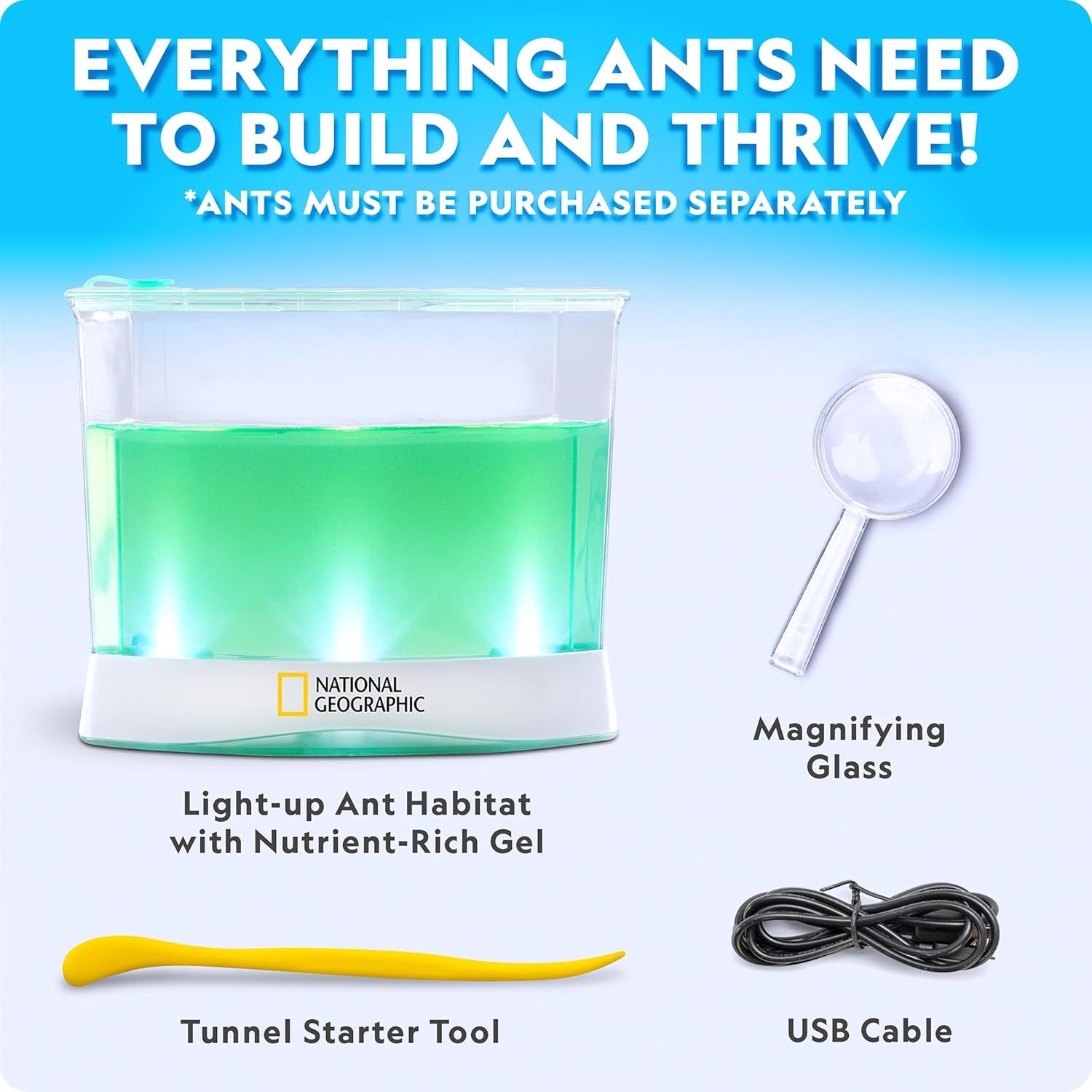 National Geographic Butterfly Growing Kit – Butterfly Habitat Kit with Voucher to Redeem 5 Caterpillars (S&H Not Included), Butterfly Cage, Feeder (Amazon Exclusive)(Ant Habitat)