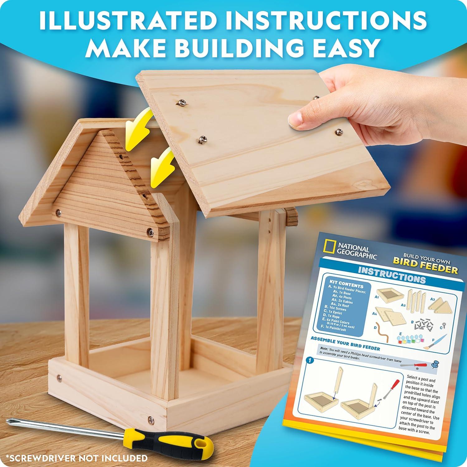 National Geographic Build a Bee Habitat Craft Kit for Kids – Paint & Build a House for Mason Bees, Outdoor Arts & Crafts, Nature Learning Activity, DIY Pollinator Garden Craft, Solitary Bee Hotel(DIY Bird Feeder)
