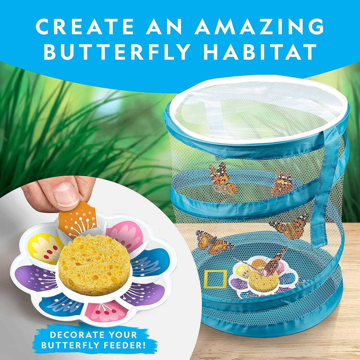 National Geographic Butterfly Growing & Bug Catcher Kit – Butterfly Habitat Kit with Voucher for 5 Caterpillars (S&H Not Included) & Bug Habitat with Magnified Viewers, Bug Catcher & More(Butterfly Habitat & Bug Catcher Kit)