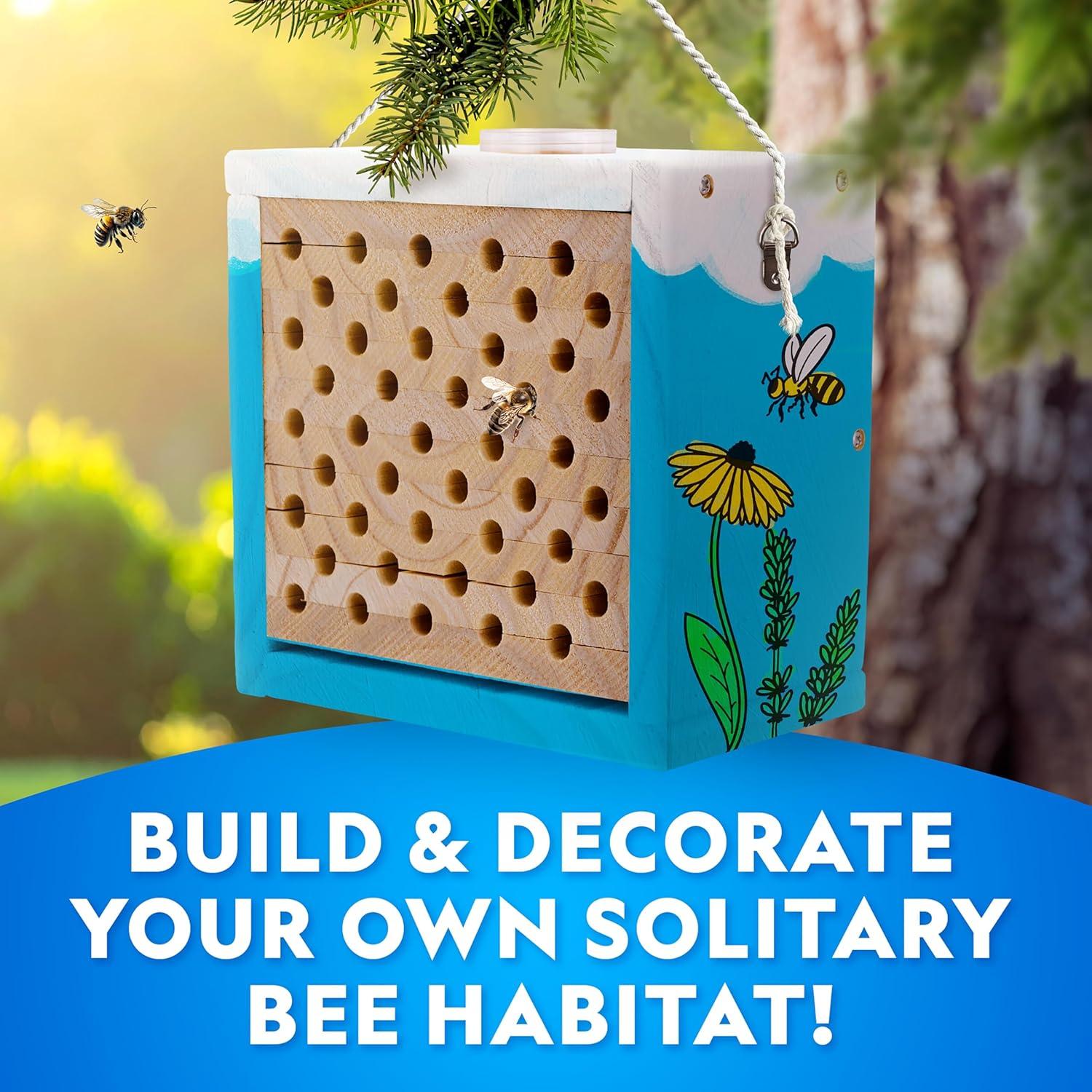 National Geographic Build a Bee Habitat Craft Kit for Kids – Paint & Build a House for Mason Bees, Outdoor Arts & Crafts, Nature Learning Activity, DIY Pollinator Garden Craft, Solitary Bee Hotel(DIY Bee Habitat)