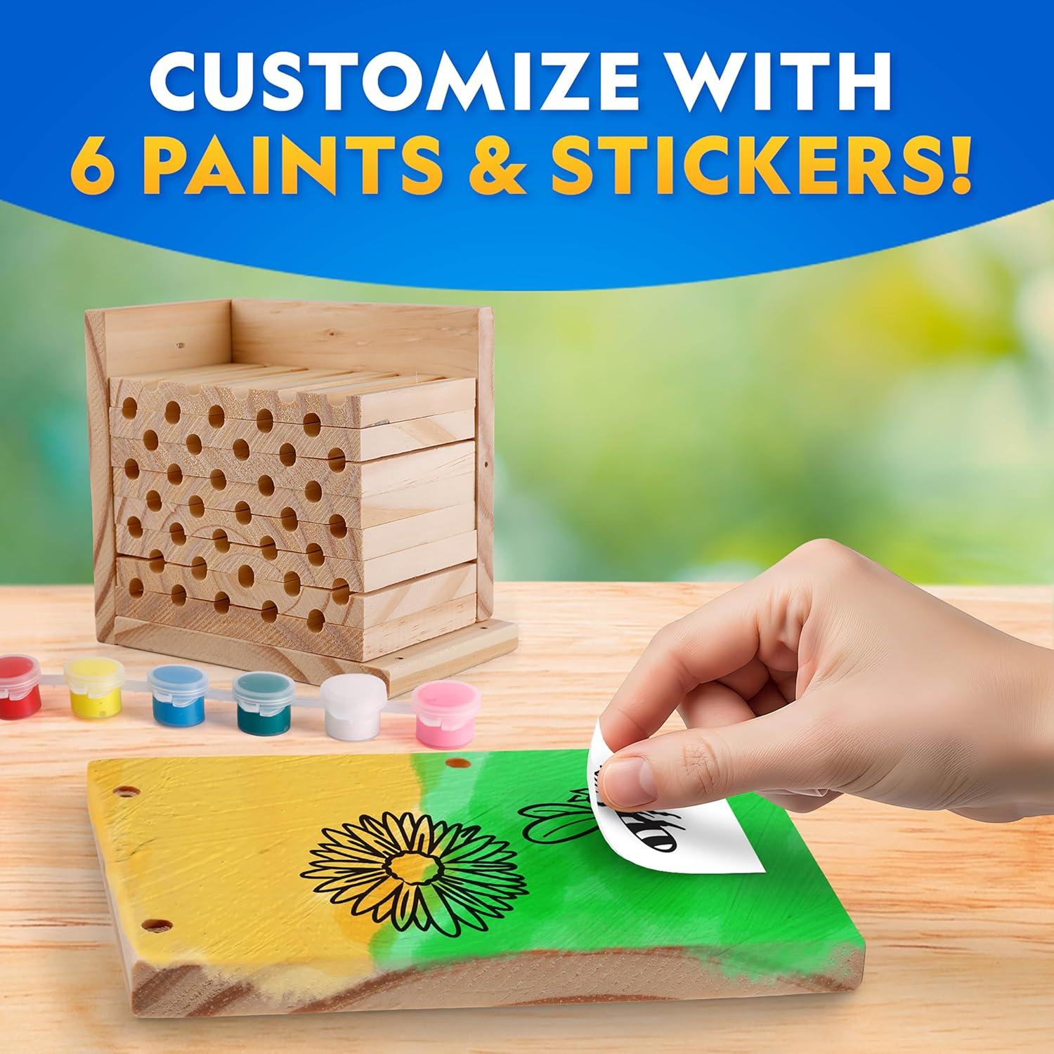 National Geographic Build a Bee Habitat Craft Kit for Kids – Paint & Build a House for Mason Bees, Outdoor Arts & Crafts, Nature Learning Activity, DIY Pollinator Garden Craft, Solitary Bee Hotel(DIY Bee Habitat)