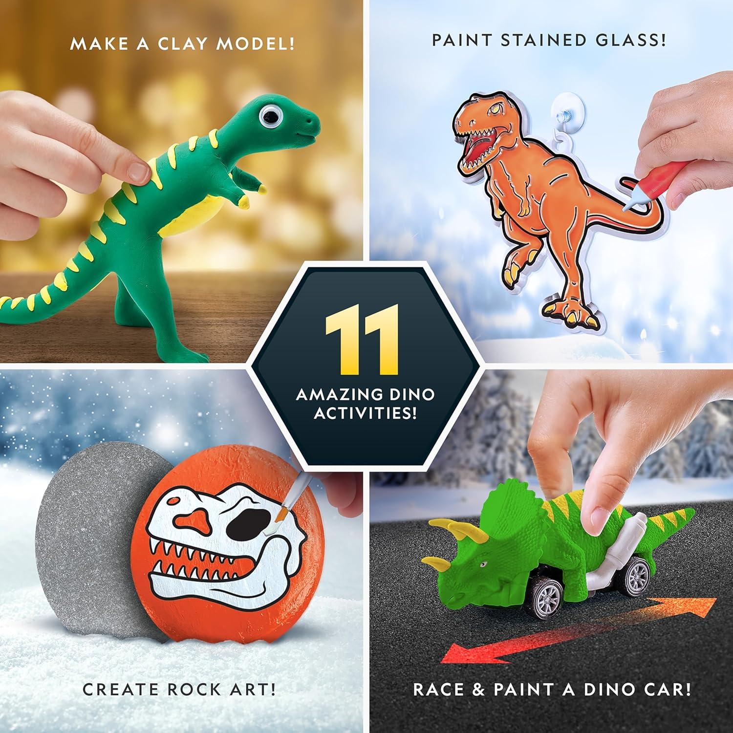 National Geographic Glow-in-The-Dark Dinosaur Skeleton Model Building Kit – Build Replica Velociraptor & T. rex Bones, Educational Dinosaur Egg Activity Kit, Fossils for Kids 5-7(Dinosaur Advent Calendar)