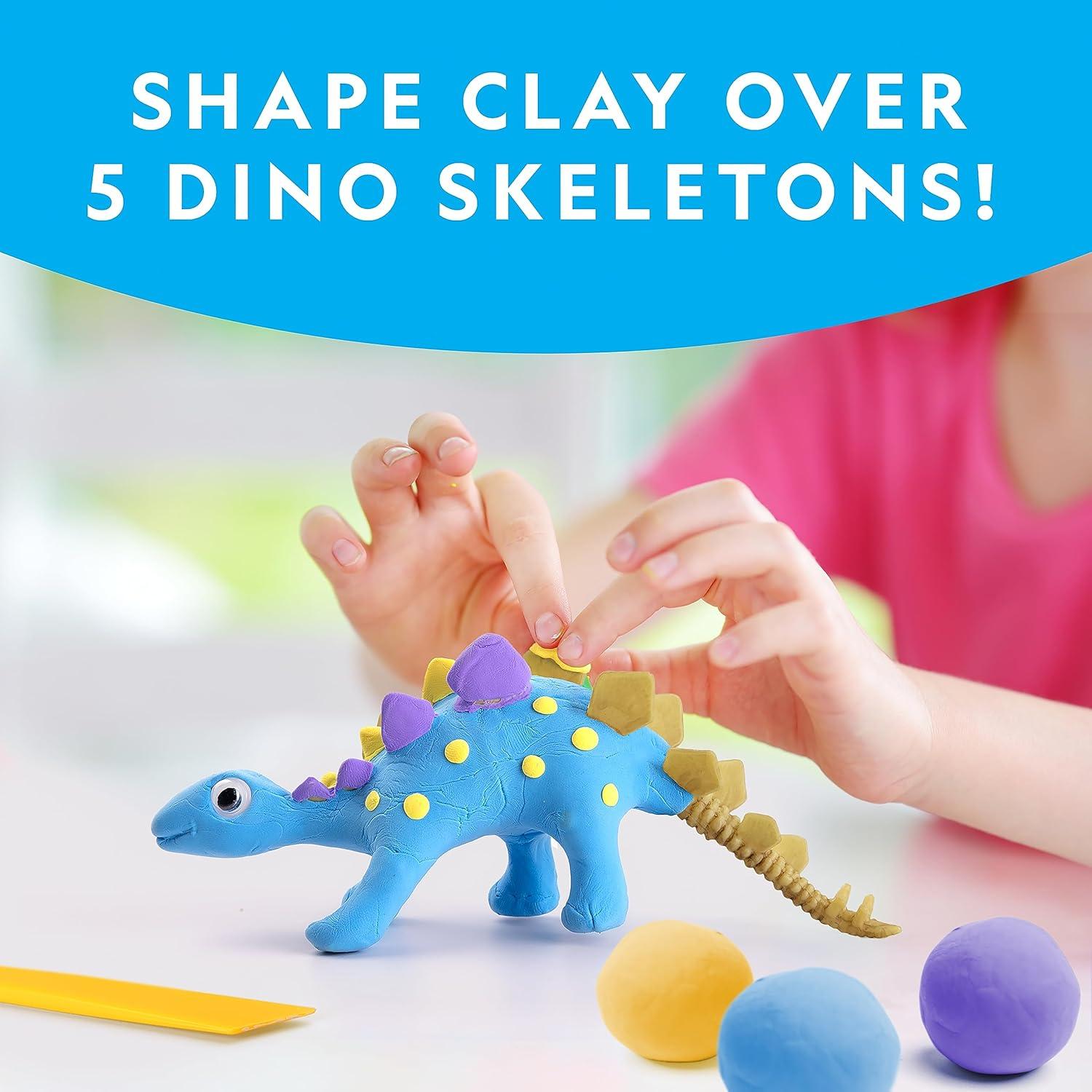 National Geographic Glow-in-The-Dark Dinosaur Skeleton Model Building Kit – Build Replica Velociraptor & T. rex Bones, Educational Dinosaur Egg Activity Kit, Fossils for Kids 5-7(Dino Clay Craft Kit)