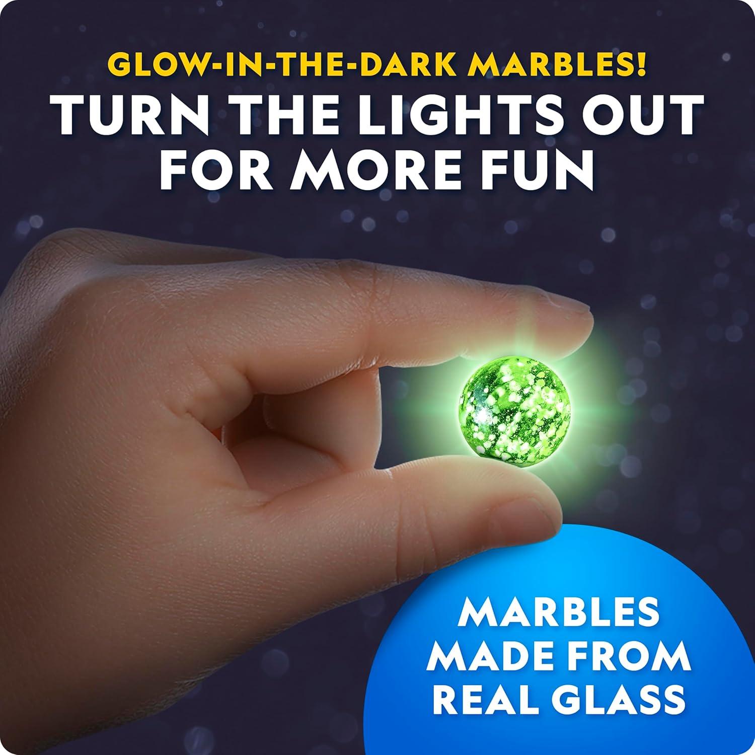 NATIONAL GEOGRAPHIC Glowing Marble Run – 250 Piece Construction Set with 50 Glow in The Dark Glass Marbles & Storage Bag, STEM Gifts for Boys and Girls, Building Project Toy (Amazon Exclusive)(Expansion Pack)