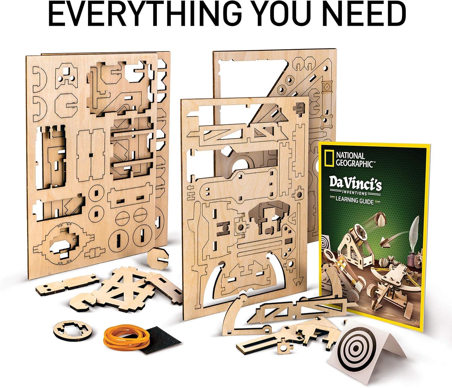 National Geographic Da Vinci Model Kit – Catapult Kit for Kids, 3D Puzzle Building Toy for Boys and Girls, Wood Building Kit for Kids, A Great STEM Project, Engineering Model Kit