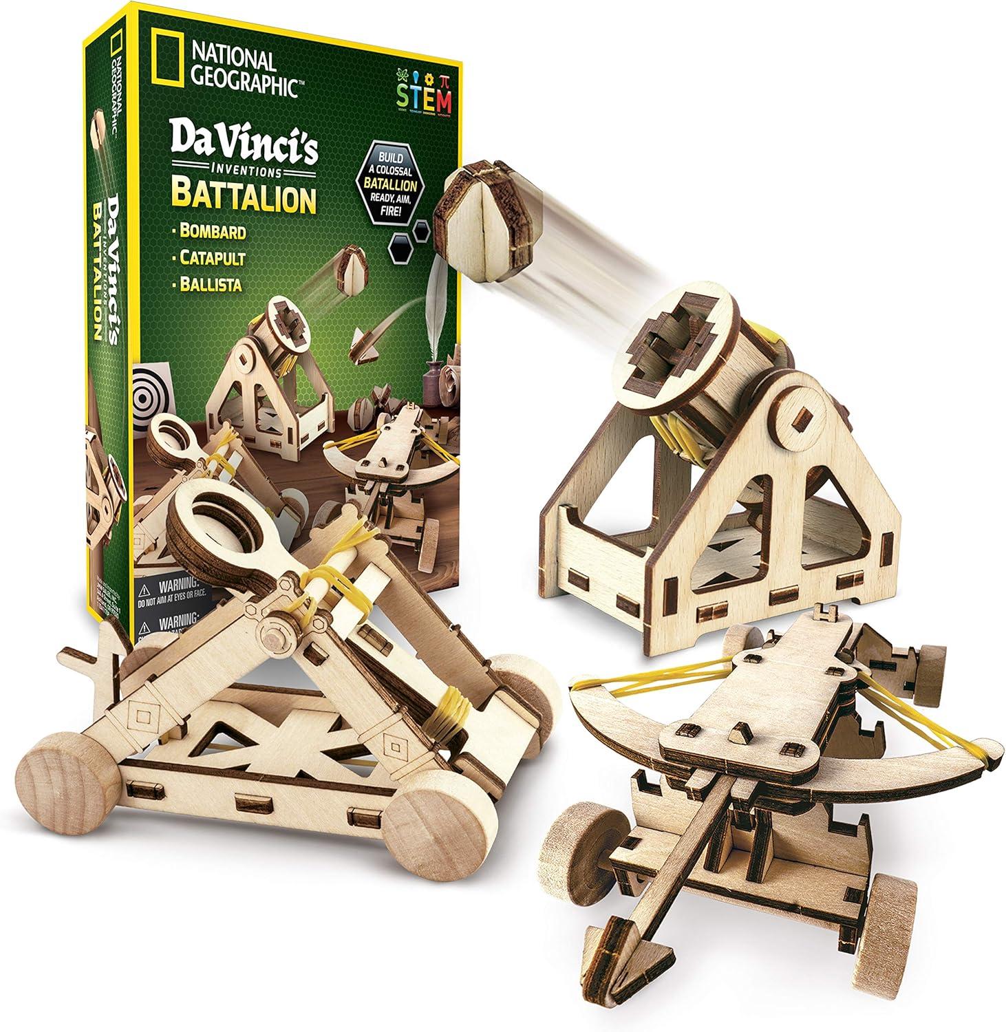 National Geographic Da Vinci Model Kit – Catapult Kit for Kids, 3D Puzzle Building Toy for Boys and Girls, Wood Building Kit for Kids, A Great STEM Project, Engineering Model Kit