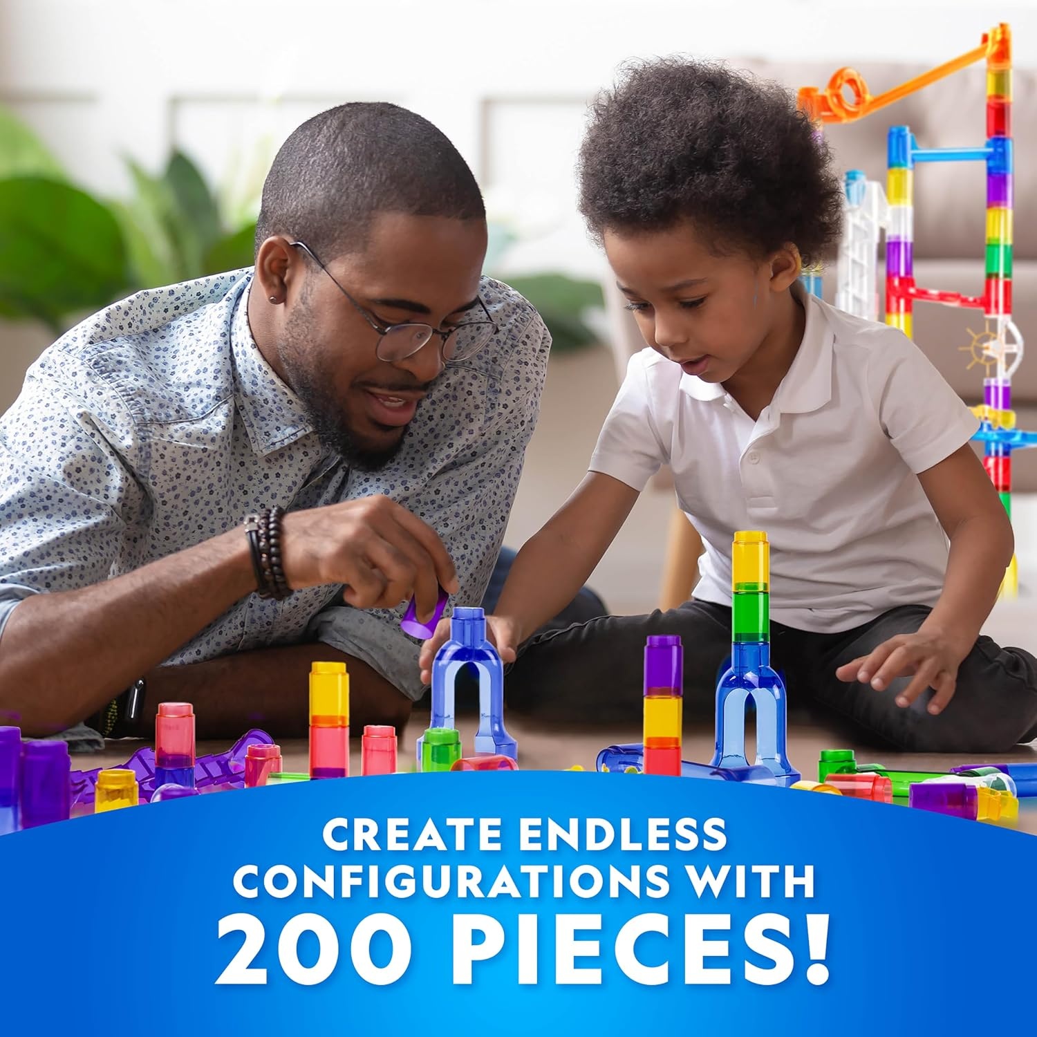 National Geographic Glow-in-the-Dark Motorized Marble Run for Kids 8-12(200-Piece Glow-in-the-Dark Marble Run)