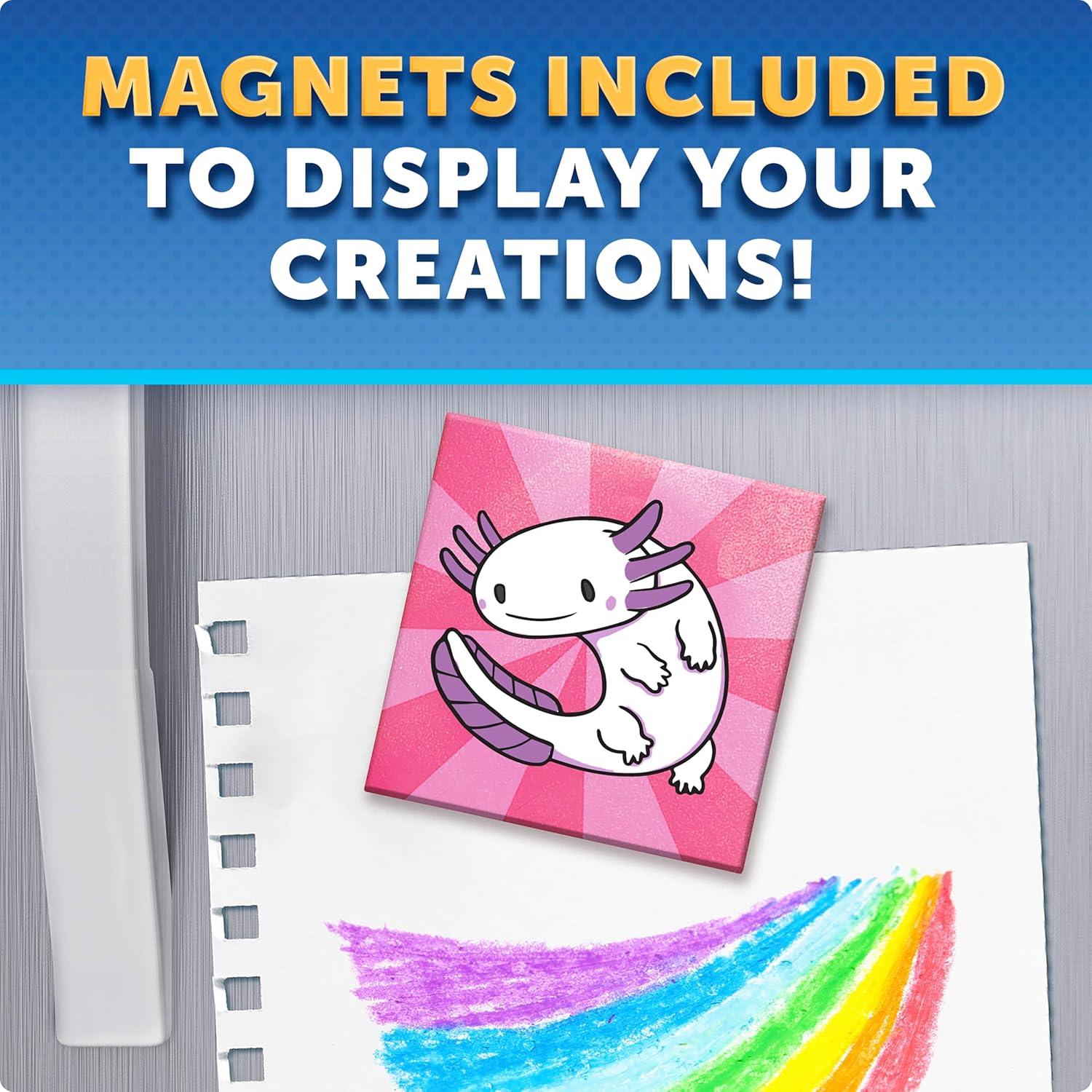 Blue Marble Magnetic Tile Art Craft Kit – Paint Your Own Magnetic Mini Tiles, Includes 10 Tiles, Magnets, 6 Paints, Brush, Googly Eyes & Transfer Stickers, Magnet Art Kit, DIY Magnets for Kids