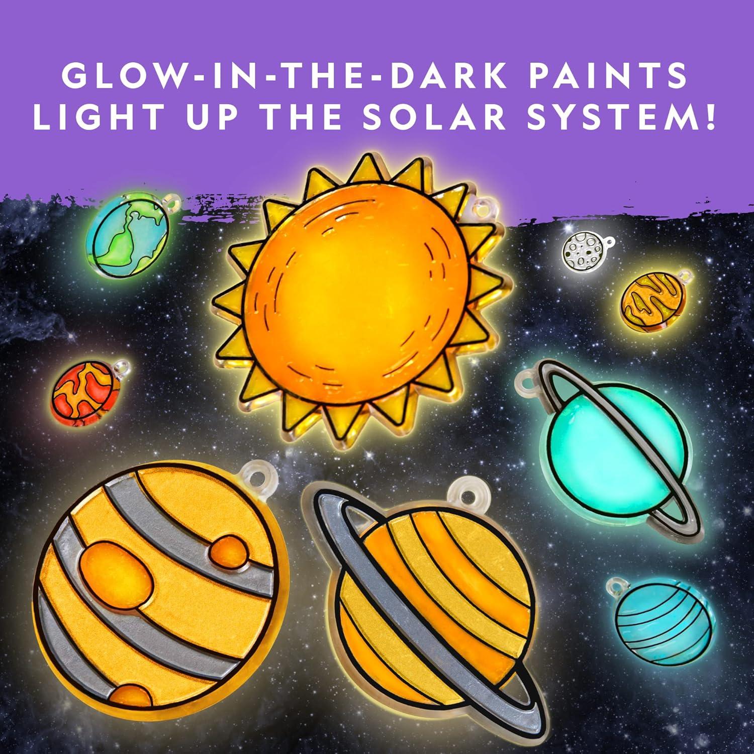 National Geographic Kids Stained Glass Kit – Glow in The Dark Dinosaur Toys, Kids Arts and Crafts Set, Window Sun Catchers, Kid Crafts Ages 4-8, Window Art Craft Kit, Suncatcher(Glowing Planets)