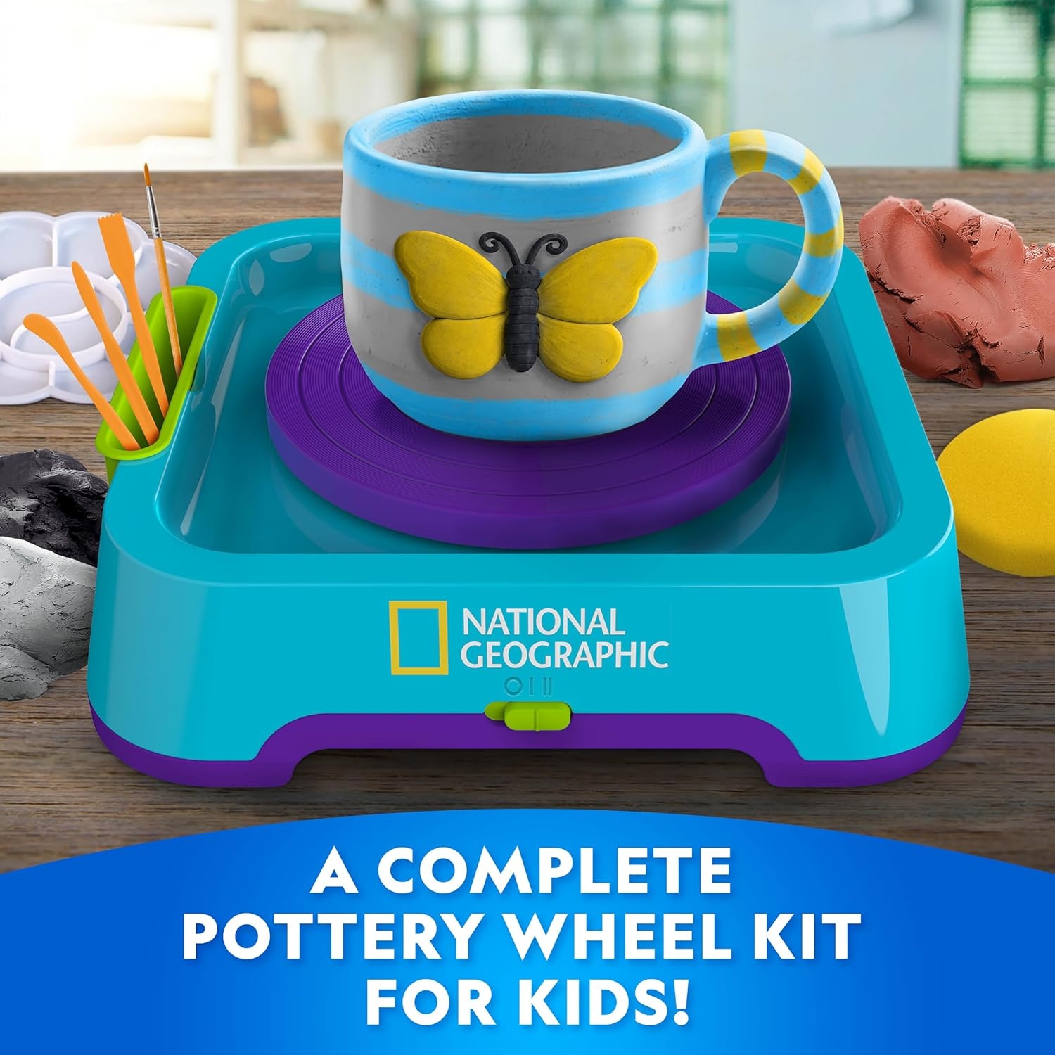 National Geographic Junior Pottery Wheel for Kids Arts & Crafts Kit(Junior Pottery Wheel)