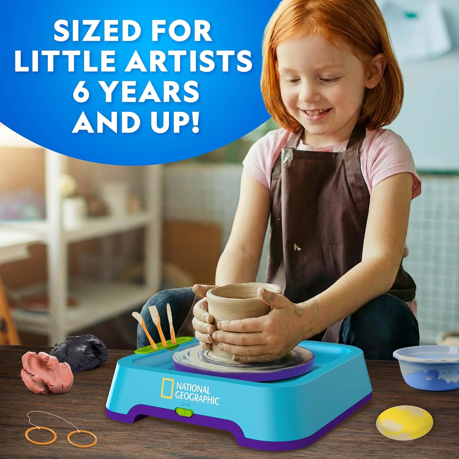 National Geographic Junior Pottery Wheel for Kids Arts & Crafts Kit(Junior Pottery Wheel)