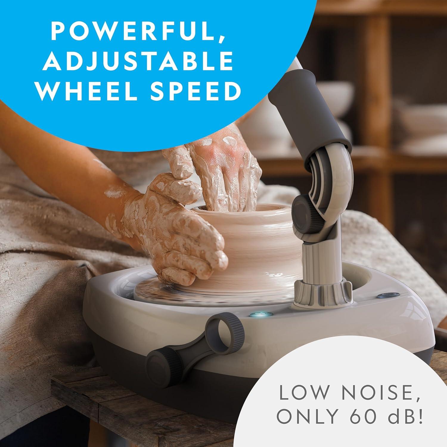 NATIONAL GEOGRAPHIC Hobby Pottery Wheel Kit – 8″ Variable Speed Pottery Wheel for Adults & Teens with Innovative Arm Tool, 3 Lb Air Dry Clay & Art Supplies, Crafts for Adults, Craft Kits for Teenagers(Wheel Kit)
