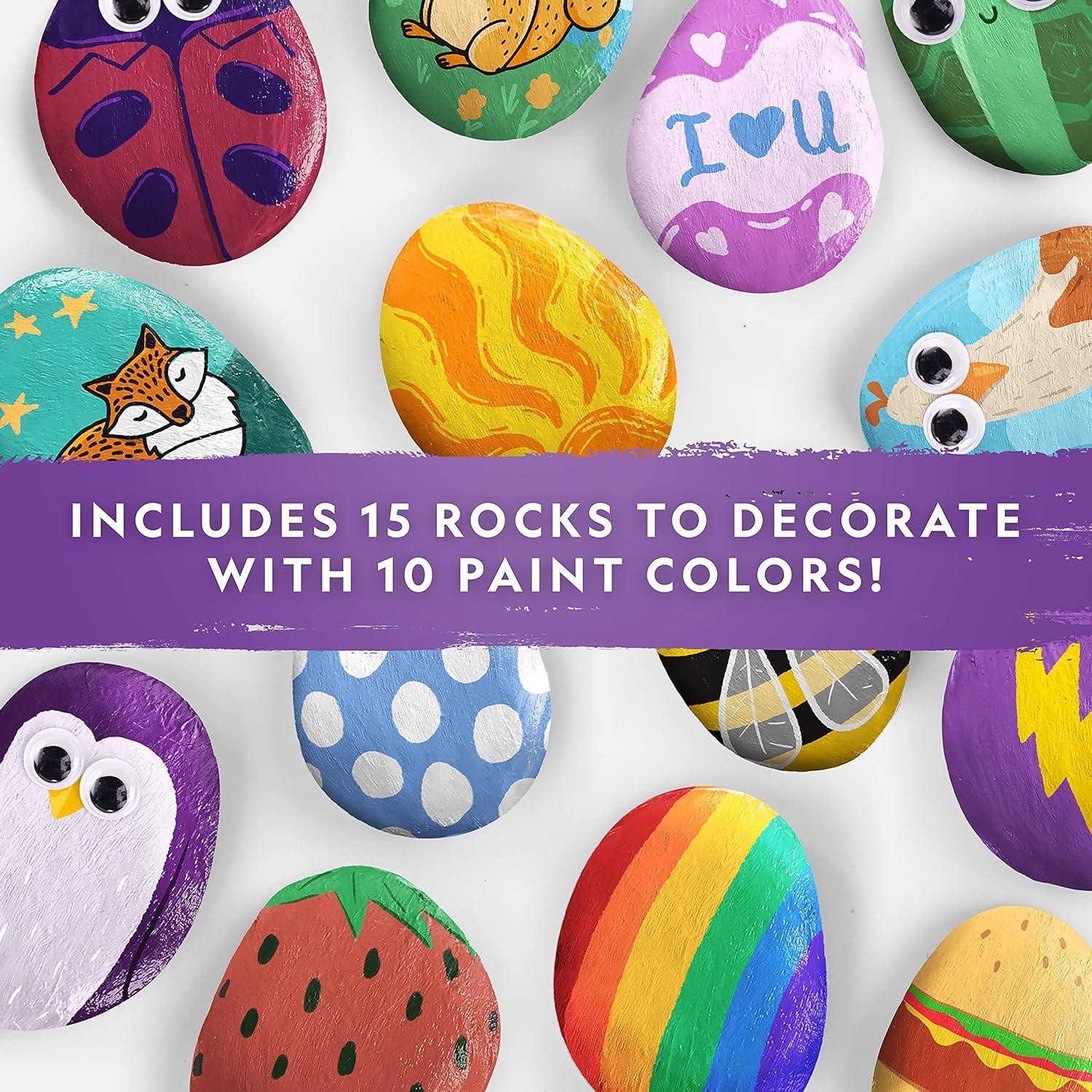 National Geographic Creepy Creatures Rock Painting Kit – Halloween Arts & Crafts Kit for Kids, Decorate 10 River Rocks with 10 Paint Colors & More Spooky Art Supplies, Halloween Gifts for Kids(Animal Fun)