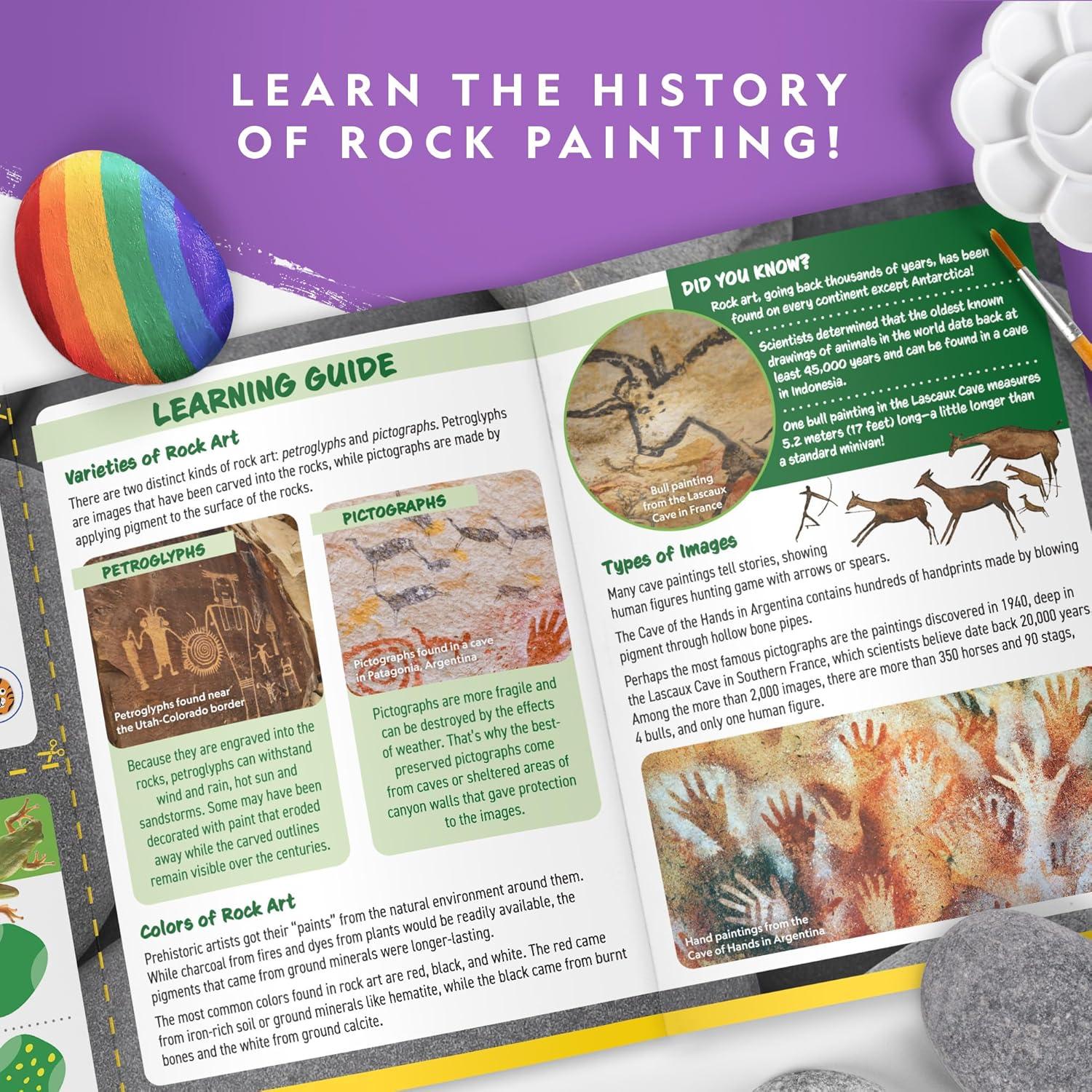 National Geographic Creepy Creatures Rock Painting Kit – Halloween Arts & Crafts Kit for Kids, Decorate 10 River Rocks with 10 Paint Colors & More Spooky Art Supplies, Halloween Gifts for Kids(Animal Fun)