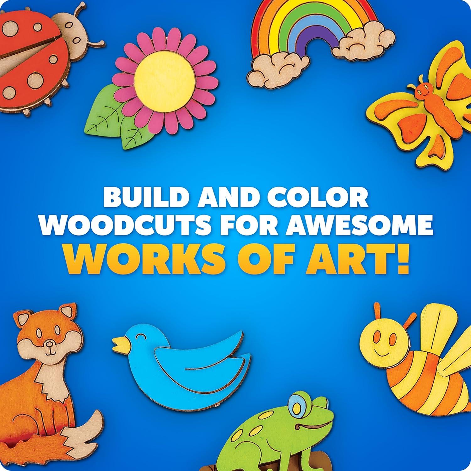 Blue Marble Wooden Magnet Craft Kit – Create & Paint 15 Nature-Themed Magnets with 8 Watercolor Pens, Magnet Art Kit, DIY Magnets for Kids, Magnet Arts and Crafts, Magnet Painting Kit for Kids