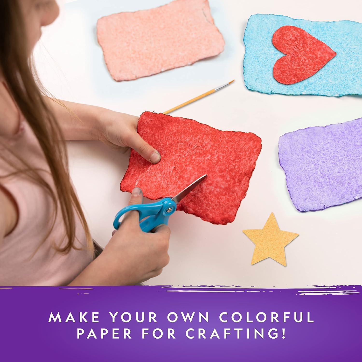 NATIONAL GEOGRAPHIC Kids Paper Making Kit – Make & Decorate 10 Sheets of Craft Paper, Includes Wooden Silk Screen Mold, Paints & More, Fun Art Kit for Scrapbooking & Other Kids Arts & Crafts Projects