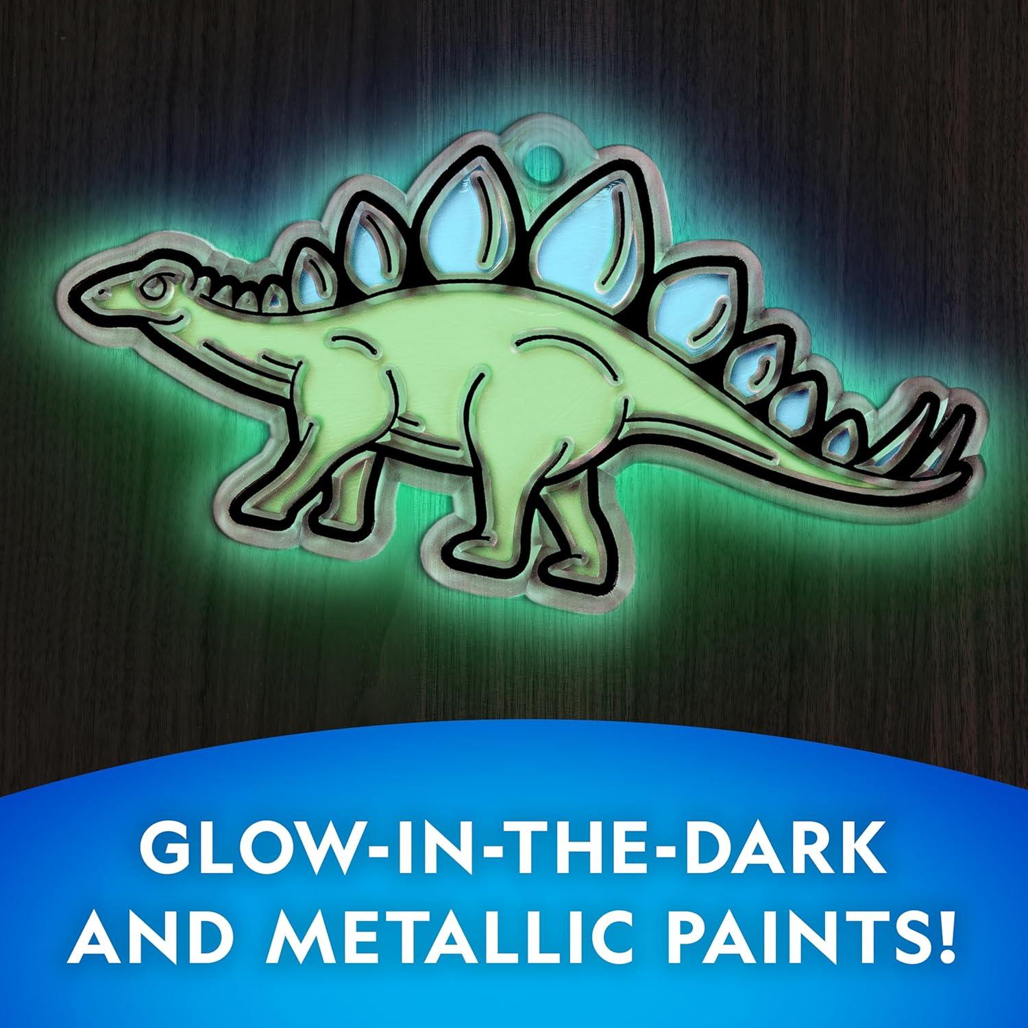 National Geographic Kids Stained Glass Kit – Glow in The Dark Dinosaur Toys, Kids Arts and Crafts Set, Window Sun Catchers, Kid Crafts Ages 4-8, Window Art Craft Kit, Suncatcher(Glowing Dinos)