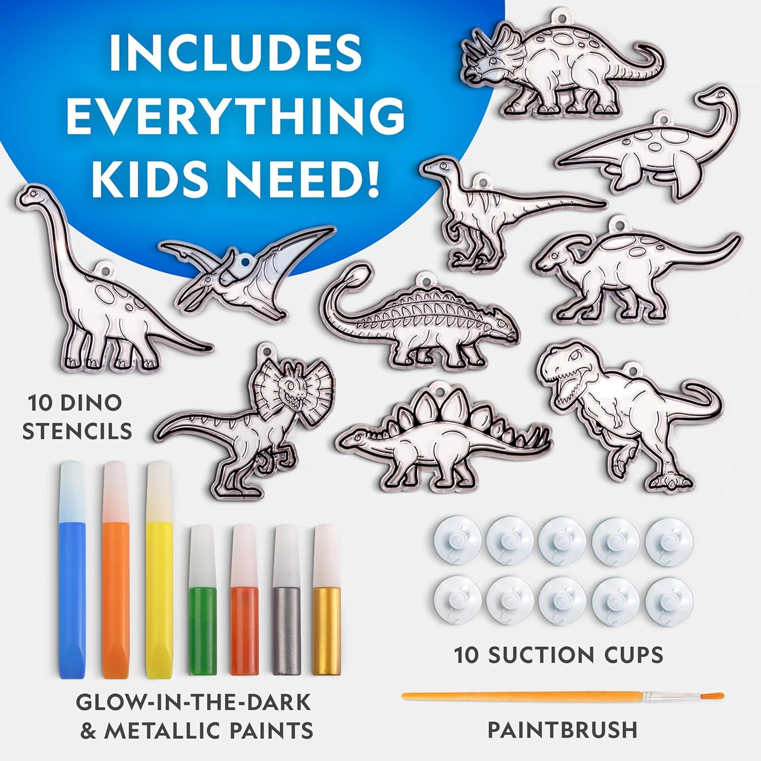 National Geographic Kids Stained Glass Kit – Glow in The Dark Dinosaur Toys, Kids Arts and Crafts Set, Window Sun Catchers, Kid Crafts Ages 4-8, Window Art Craft Kit, Suncatcher(Glowing Dinos)