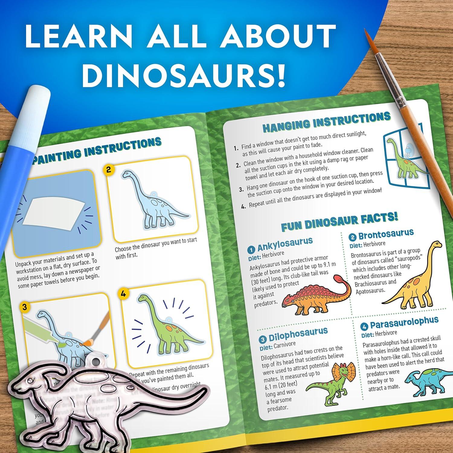 National Geographic Kids Stained Glass Kit – Glow in The Dark Dinosaur Toys, Kids Arts and Crafts Set, Window Sun Catchers, Kid Crafts Ages 4-8, Window Art Craft Kit, Suncatcher(Glowing Dinos)