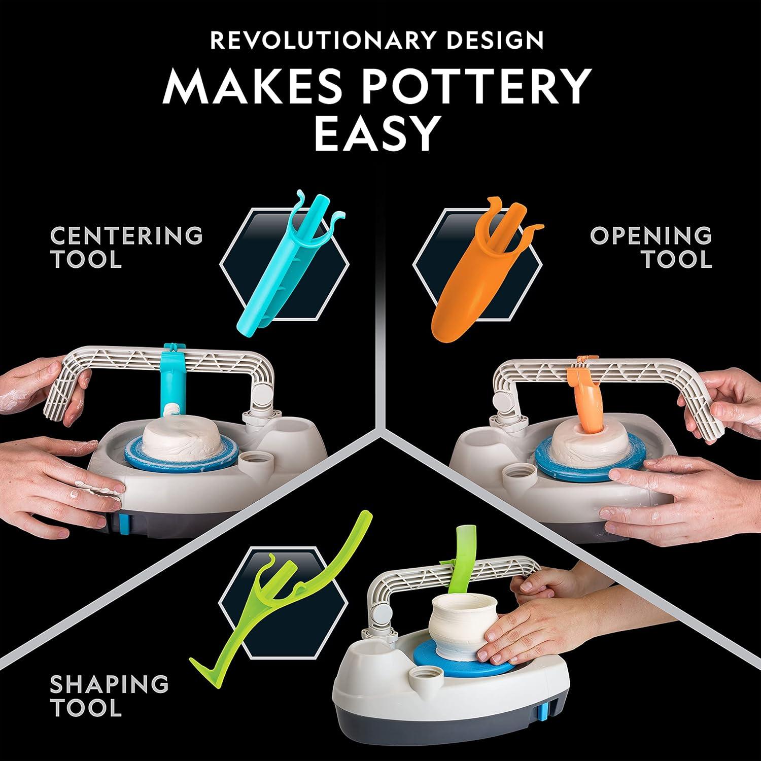 NATIONAL GEOGRAPHIC Pottery Wheel for Kids – Complete Pottery Kit for Beginners, Plug-in Motor, 2 lbs. Air Dry Clay, Sculpting Clay Tools, Apron & More, Patented Design, Craft Kit (Amazon Exclusive)(Deluxe Starter Bundle)