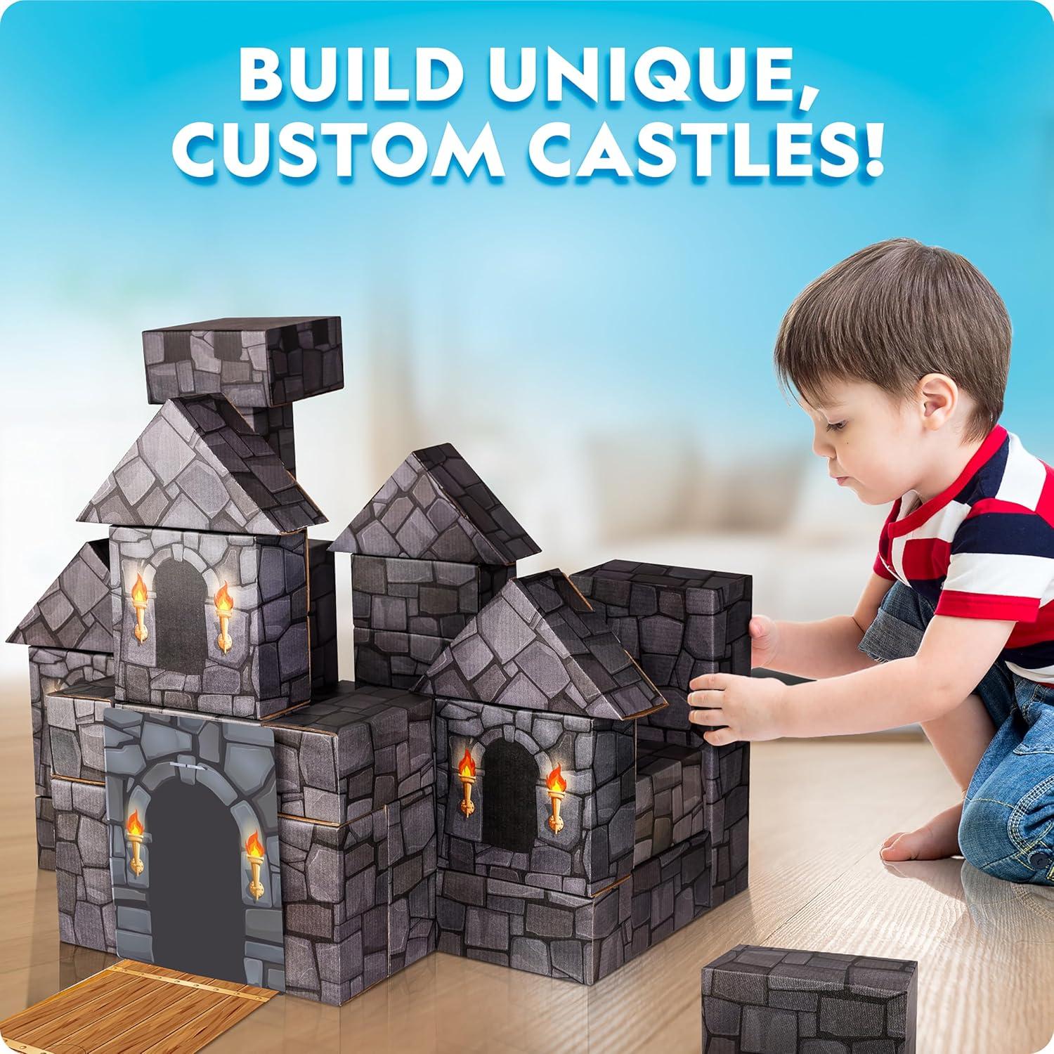 National Geographic Jumbo Cardboard Building Blocks – 45-Pc. Extra-Thick Cardboard Bricks for Kids, Build a Castle Play House, Indoor Playhouse, Large Building Blocks, Kids Giant Blocks(30 Piece – Castle)