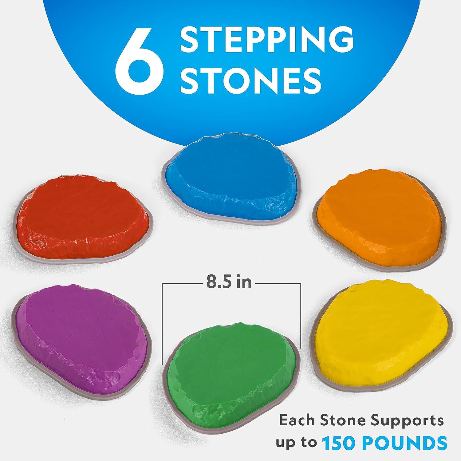 NATIONAL GEOGRAPHIC Stepping Stones for Kids – 6 Durable Non-Slip Stones Encourage Toddler Balance & Gross Motor Skills, Indoor & Outdoor Toys, Balance Stones, Obstacle Course (Amazon Exclusive)(6 Stepping Stones)