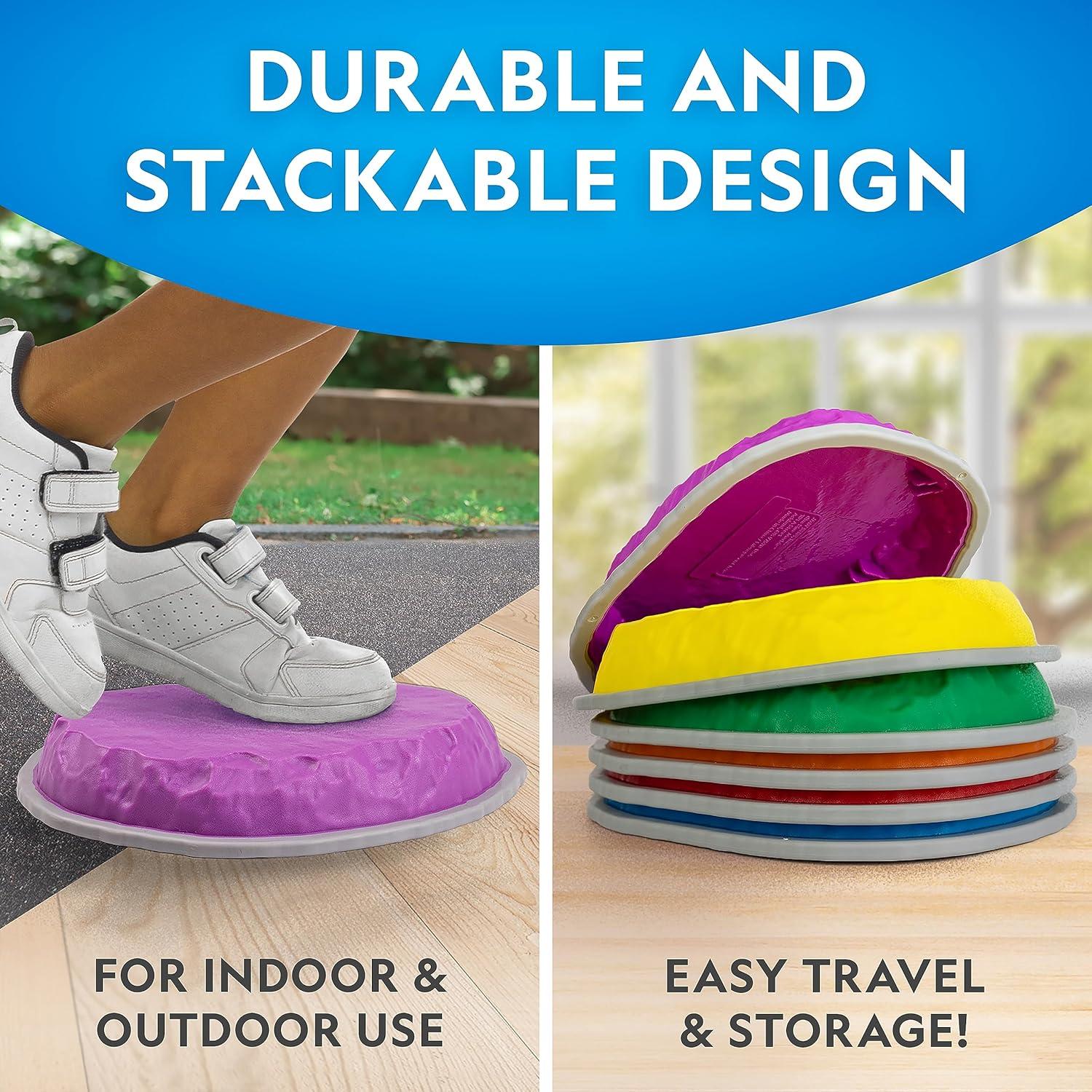NATIONAL GEOGRAPHIC Stepping Stones for Kids – 6 Durable Non-Slip Stones Encourage Toddler Balance & Gross Motor Skills, Indoor & Outdoor Toys, Balance Stones, Obstacle Course (Amazon Exclusive)(6 Stepping Stones)