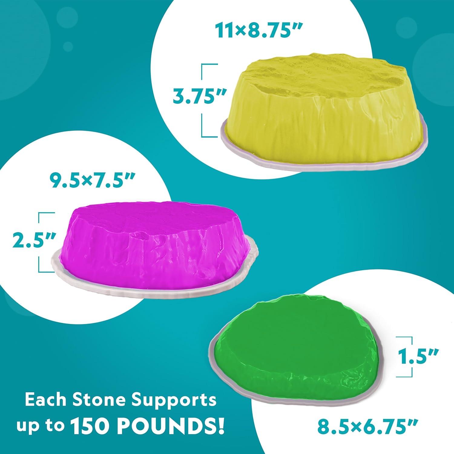 NATIONAL GEOGRAPHIC Stepping Stones for Kids – 6 Durable Non-Slip Stones Encourage Toddler Balance & Gross Motor Skills, Indoor & Outdoor Toys, Balance Stones, Obstacle Course (Amazon Exclusive)(12 Jumbo Stepping Stones)