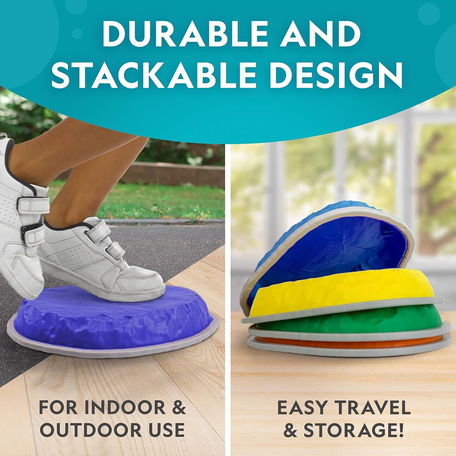 NATIONAL GEOGRAPHIC Stepping Stones for Kids – 6 Durable Non-Slip Stones Encourage Toddler Balance & Gross Motor Skills, Indoor & Outdoor Toys, Balance Stones, Obstacle Course (Amazon Exclusive)(12 Jumbo Stepping Stones)