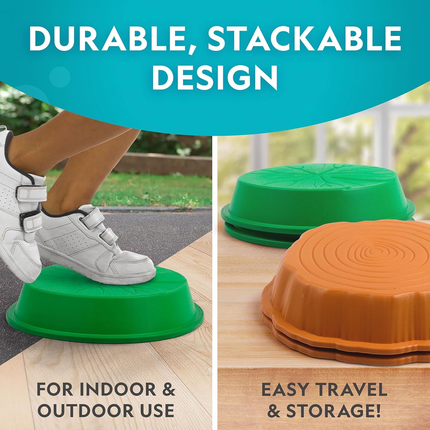 National Geographic Kids Logs ‘n Lily Pads Stepping Stones & Balance Beams(10 Stones & Beams)