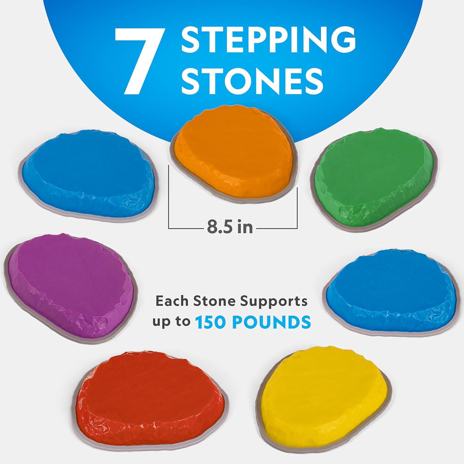 NATIONAL GEOGRAPHIC Stepping Stones for Kids – 6 Durable Non-Slip Stones Encourage Toddler Balance & Gross Motor Skills, Indoor & Outdoor Toys, Balance Stones, Obstacle Course (Amazon Exclusive)(7 Stepping Stones)
