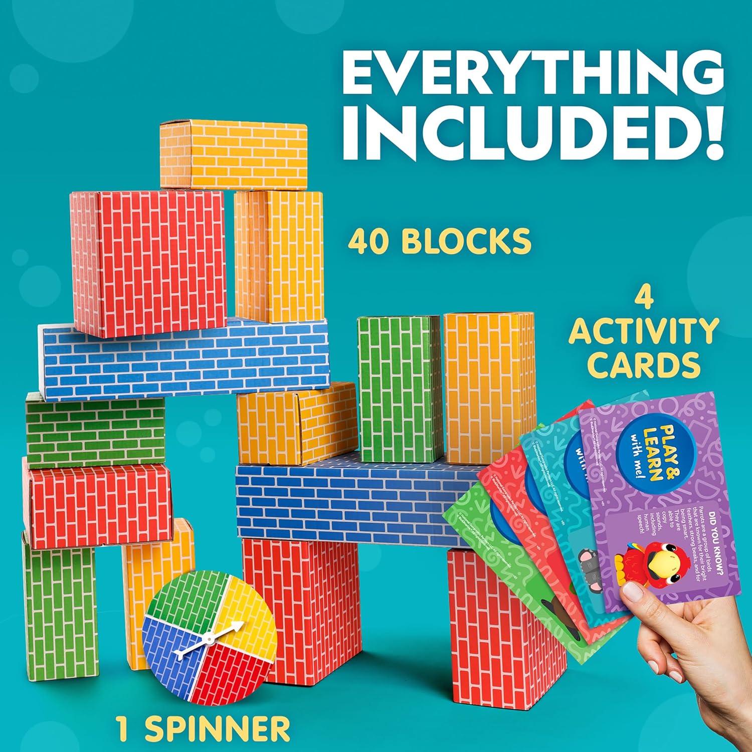 National Geographic Jumbo Cardboard Building Blocks – 45-Pc. Extra-Thick Cardboard Bricks for Kids, Build a Castle Play House, Indoor Playhouse, Large Building Blocks, Kids Giant Blocks(40 Piece – Original)