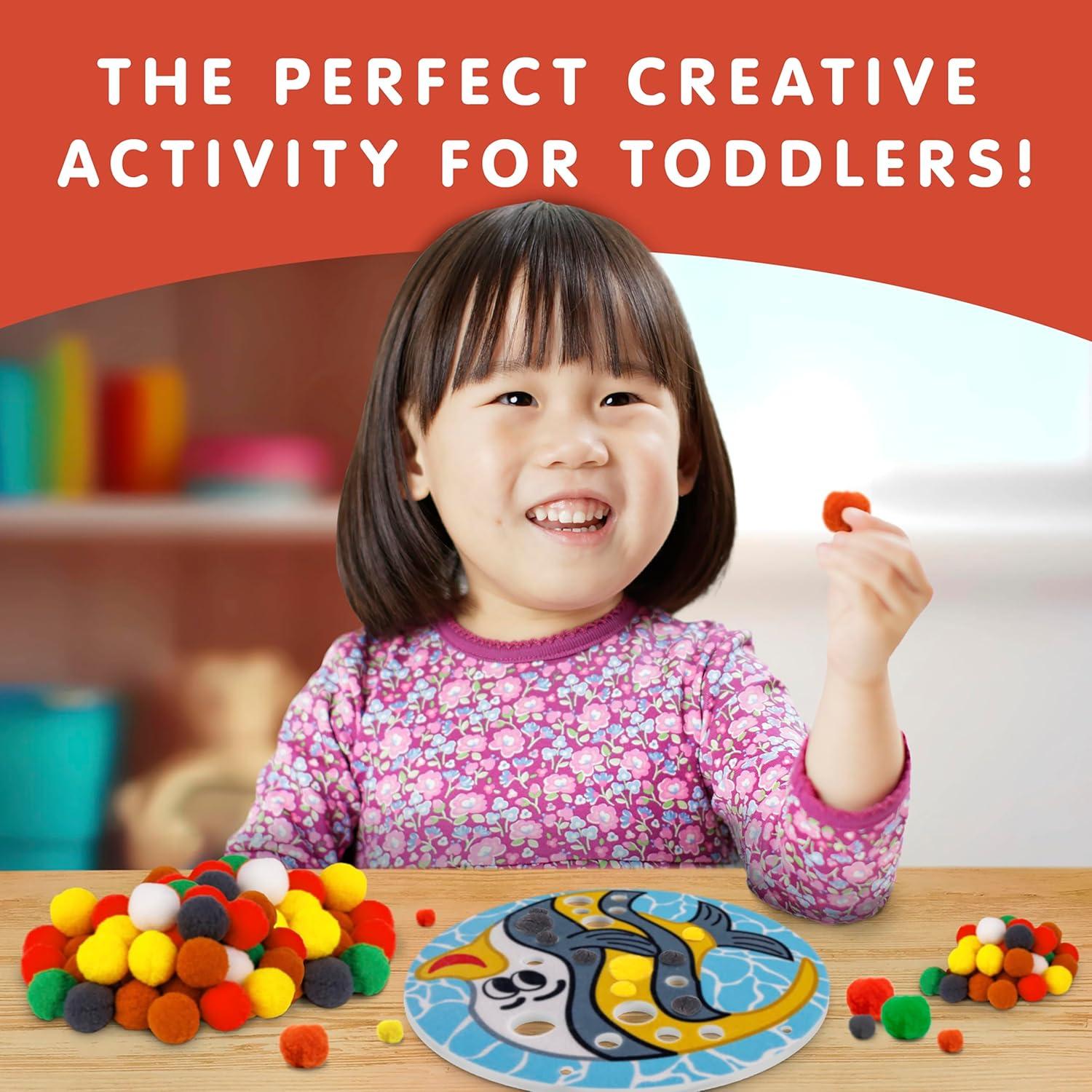 National Geographic Kids Pom Poms Arts and Crafts Kit – Pom Pom Animals Toddler Craft Kit, Preschool Art, Toddler Crafts Ages 3-5, Crafts for Toddlers 2-4 Years, Pom Pom Pictures
