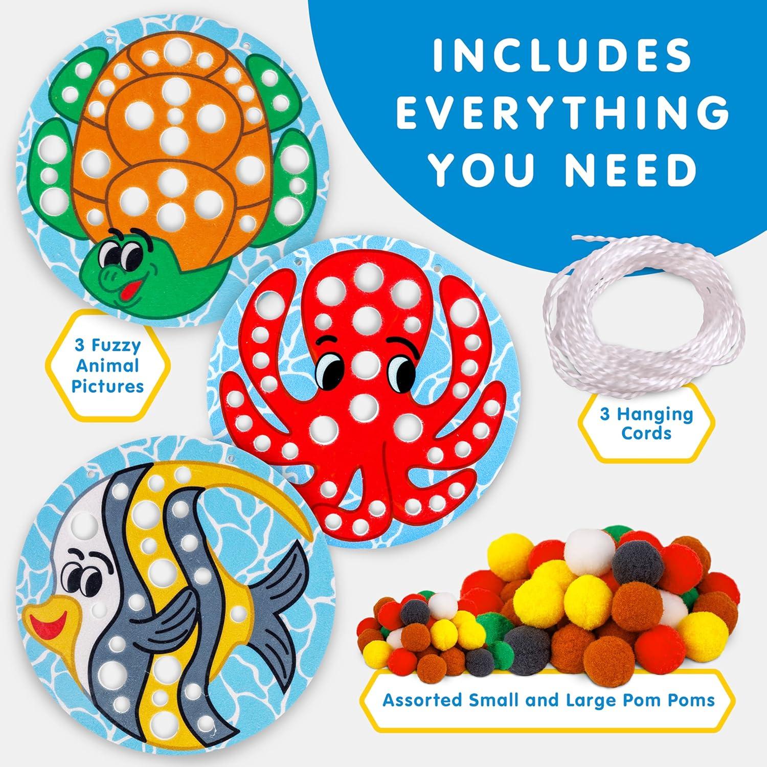 National Geographic Kids Pom Poms Arts and Crafts Kit – Pom Pom Animals Toddler Craft Kit, Preschool Art, Toddler Crafts Ages 3-5, Crafts for Toddlers 2-4 Years, Pom Pom Pictures