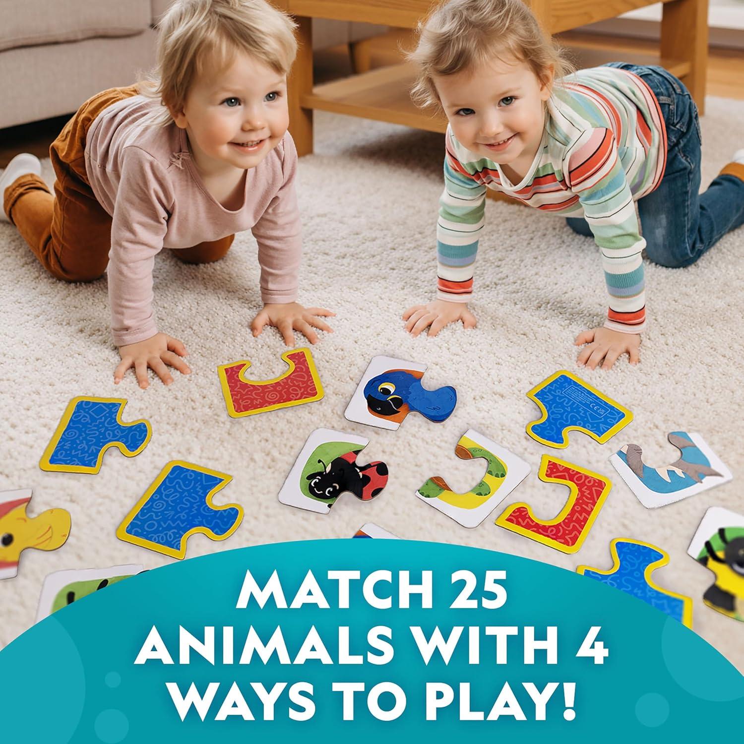 National Geographic Kids Animal Puzzle Games – 50 Matching Puzzle Cards, 4 Educational Matching Games, Portable Early Learning Game Set with Play & Learn Booklet