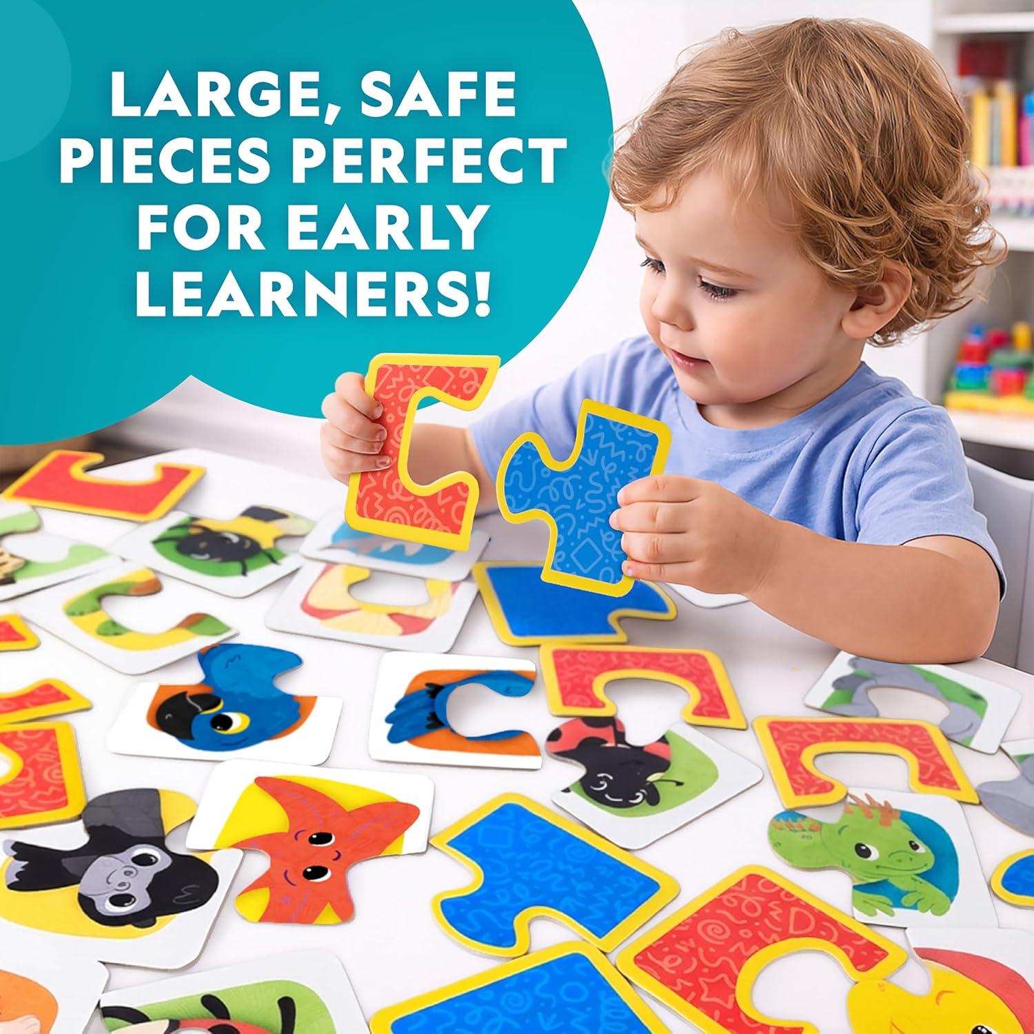National Geographic Kids Animal Puzzle Games – 50 Matching Puzzle Cards, 4 Educational Matching Games, Portable Early Learning Game Set with Play & Learn Booklet