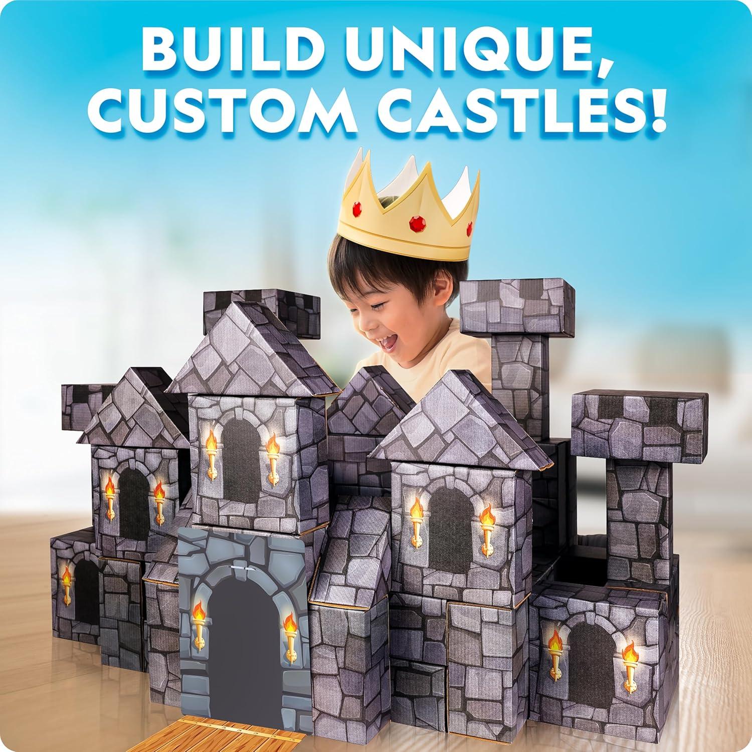 National Geographic Jumbo Cardboard Building Blocks – 45-Pc. Extra-Thick Cardboard Bricks for Kids, Build a Castle Play House, Indoor Playhouse, Large Building Blocks, Kids Giant Blocks(45 Piece – Castle)