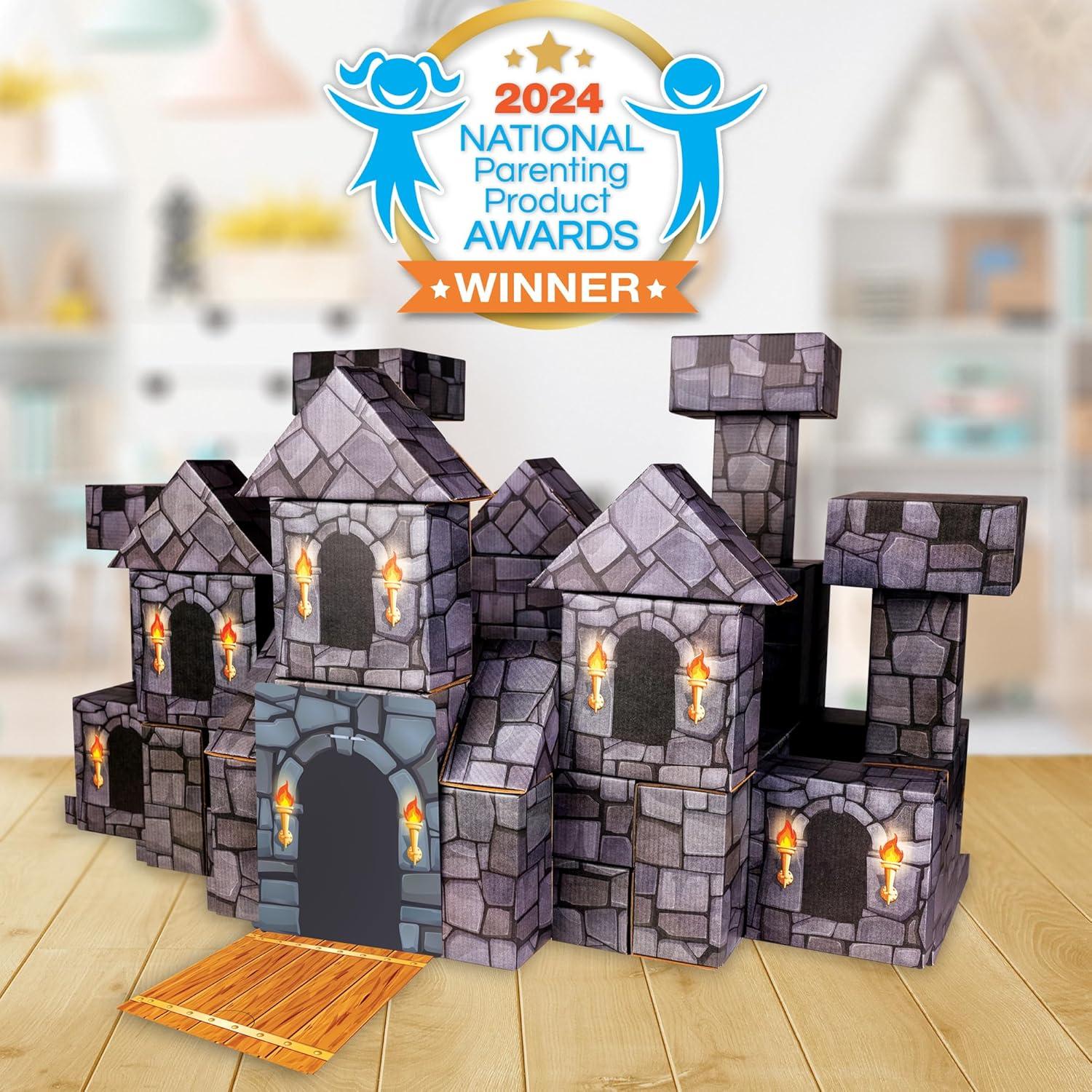 National Geographic Jumbo Cardboard Building Blocks – 45-Pc. Extra-Thick Cardboard Bricks for Kids, Build a Castle Play House, Indoor Playhouse, Large Building Blocks, Kids Giant Blocks(45 Piece – Castle)